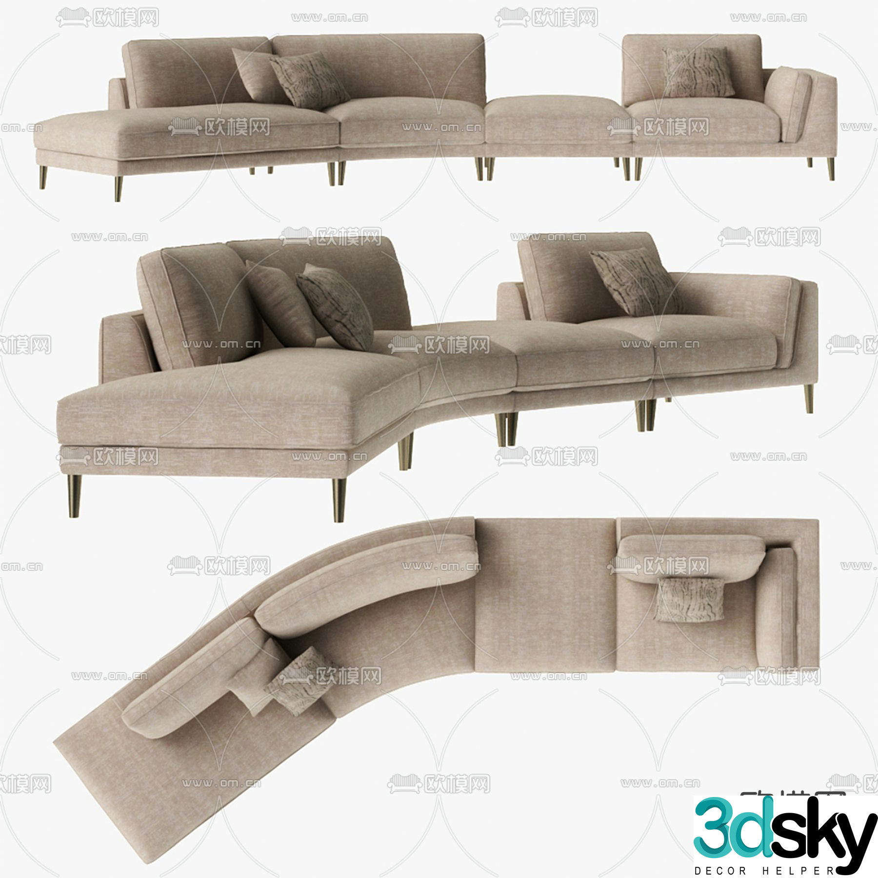 Modern multi-seater sofa 3d model