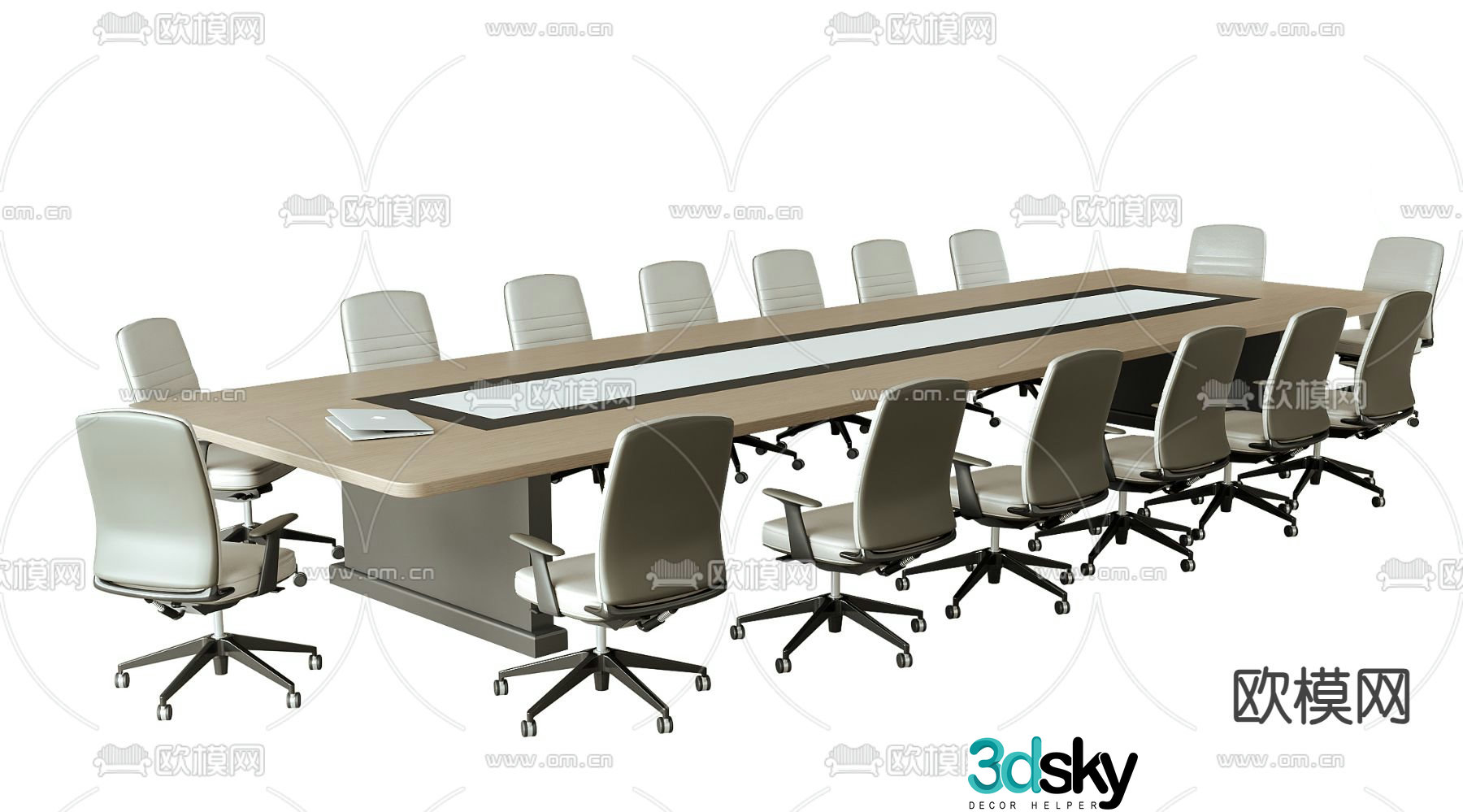 Modern conference table and chairs 3d model