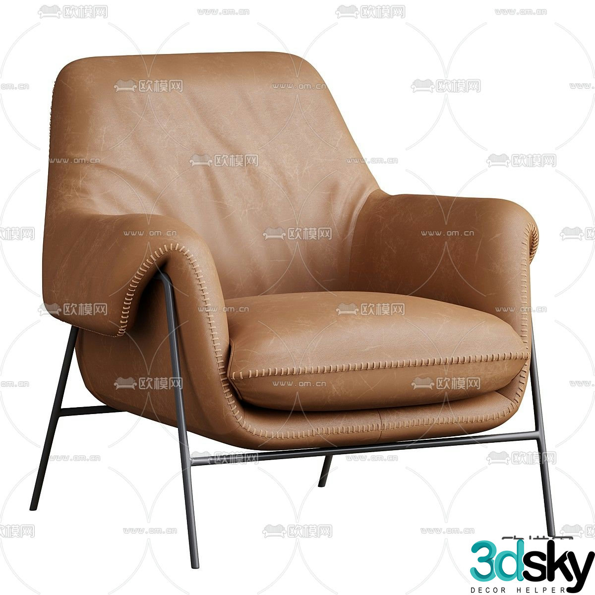 Engles leather lounge chair sofa chair 3d model
