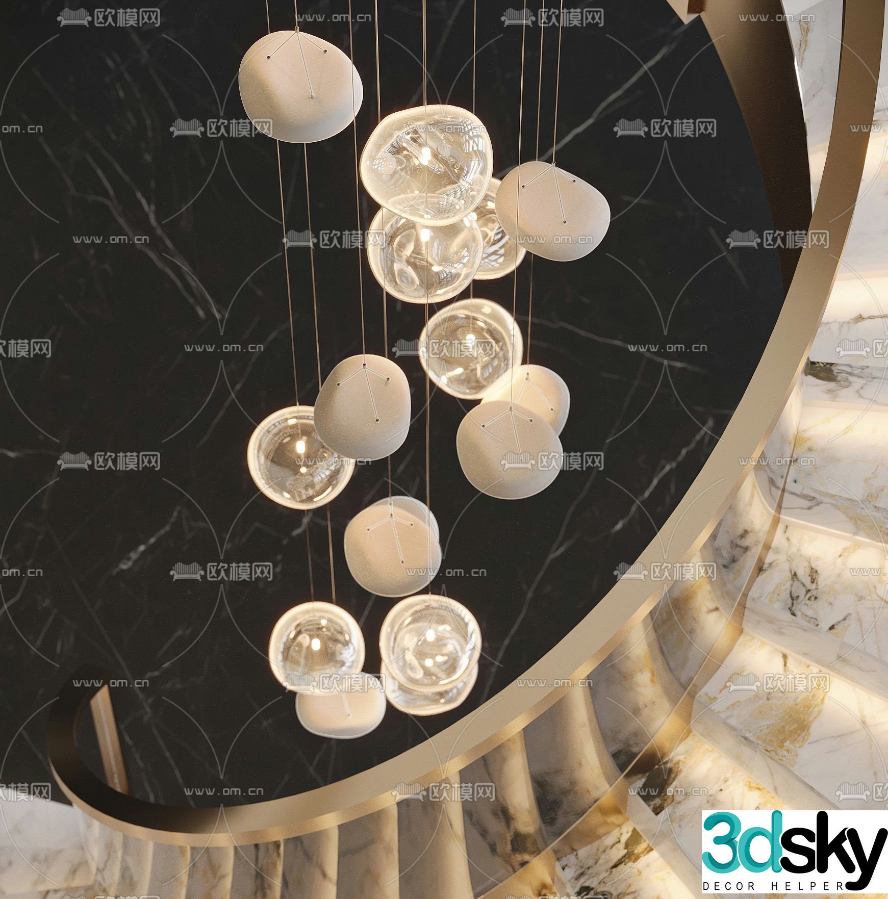 Stairwell chandelier lobby chandelier 3d model