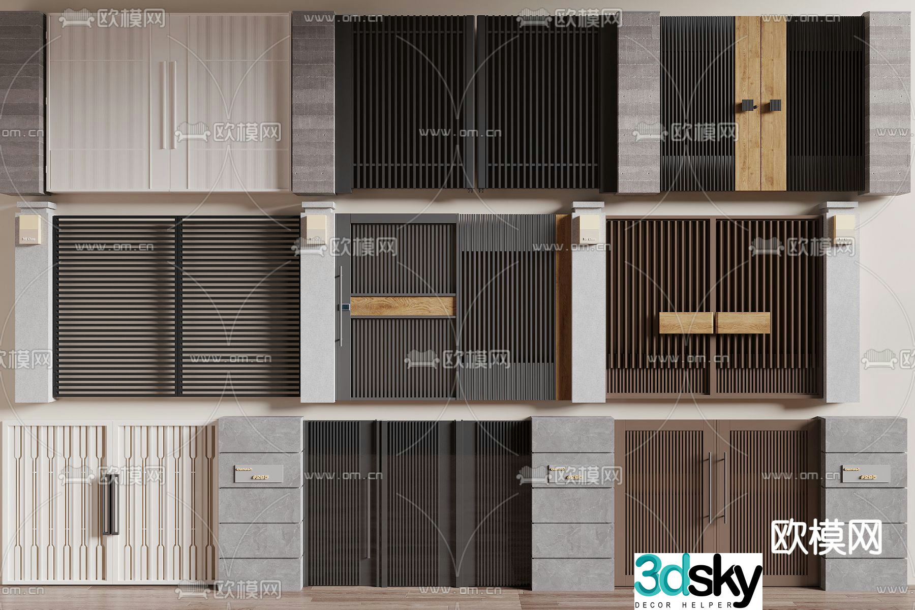 Modern courtyard door villa door 3d model