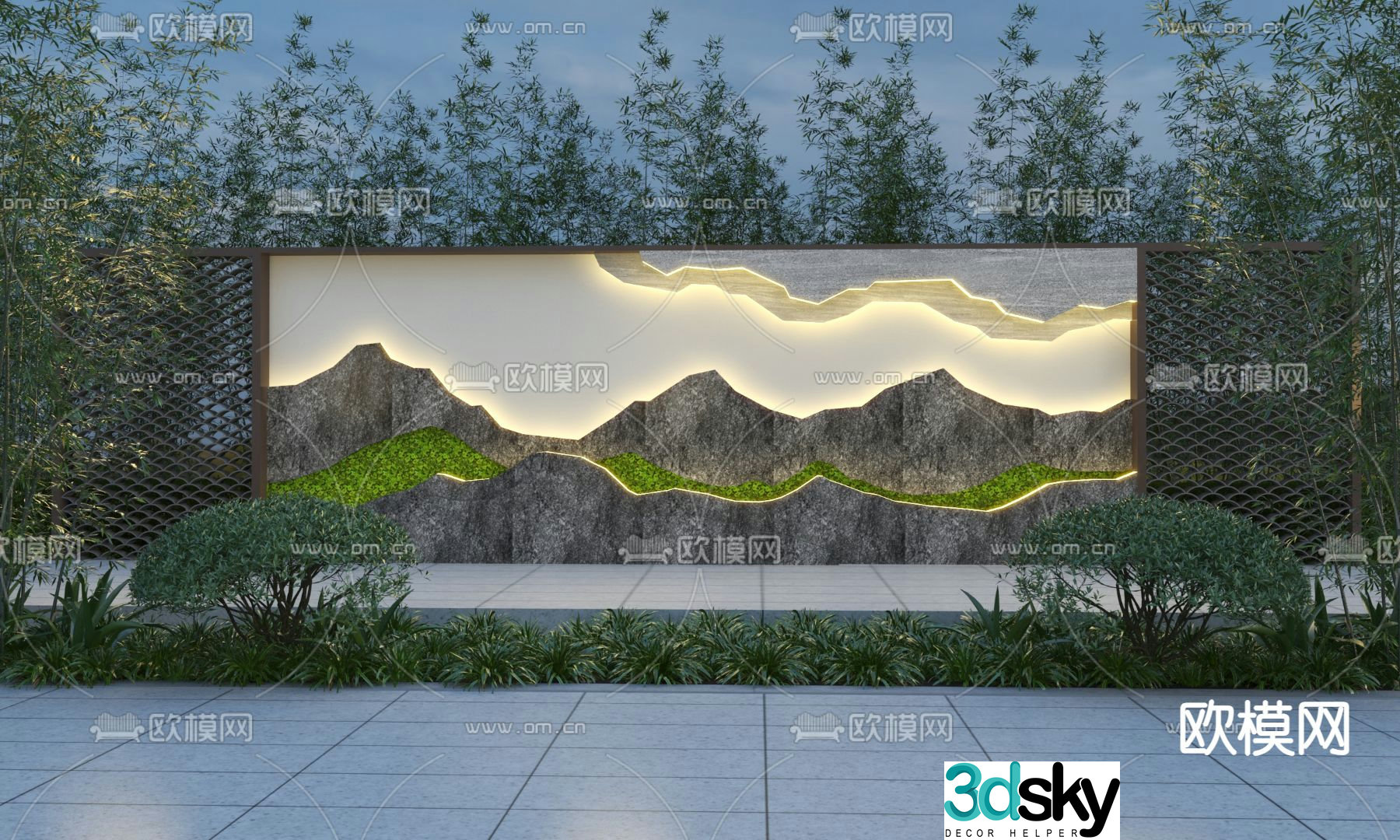 New Chinese style gardening wall 3D model