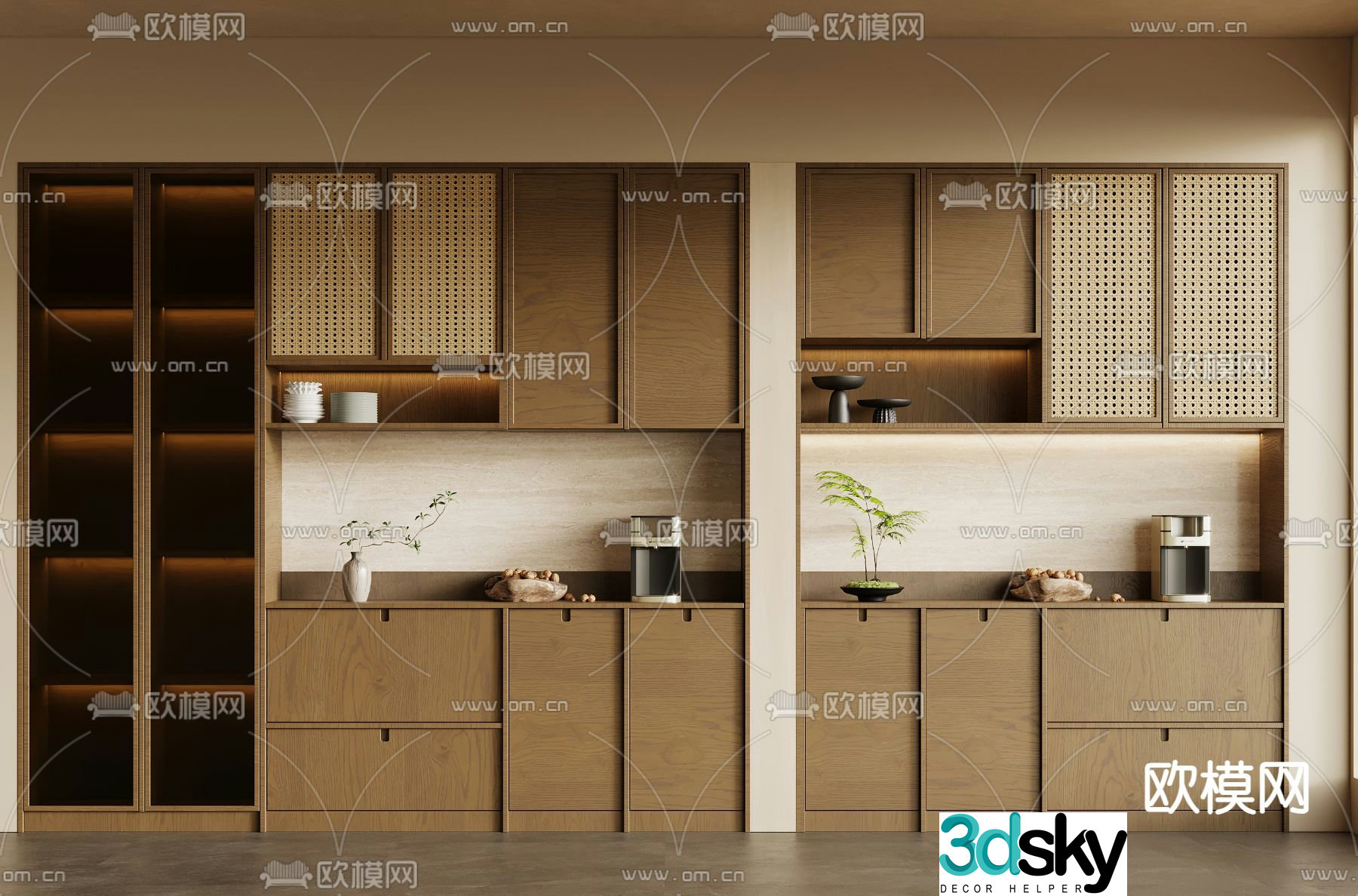 Medieval style wine cabinet and sideboard 3D model
