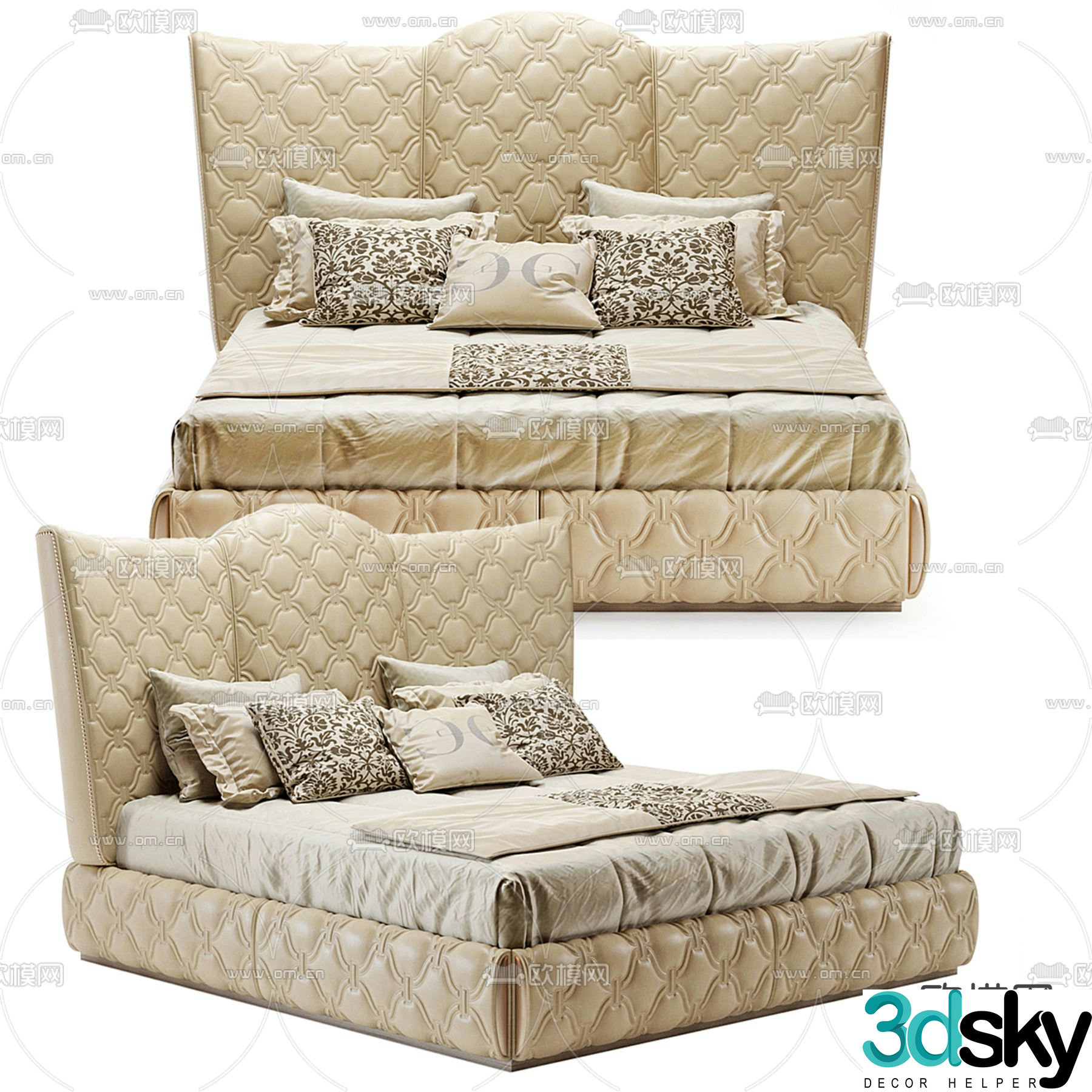 Modern double bed 3d model