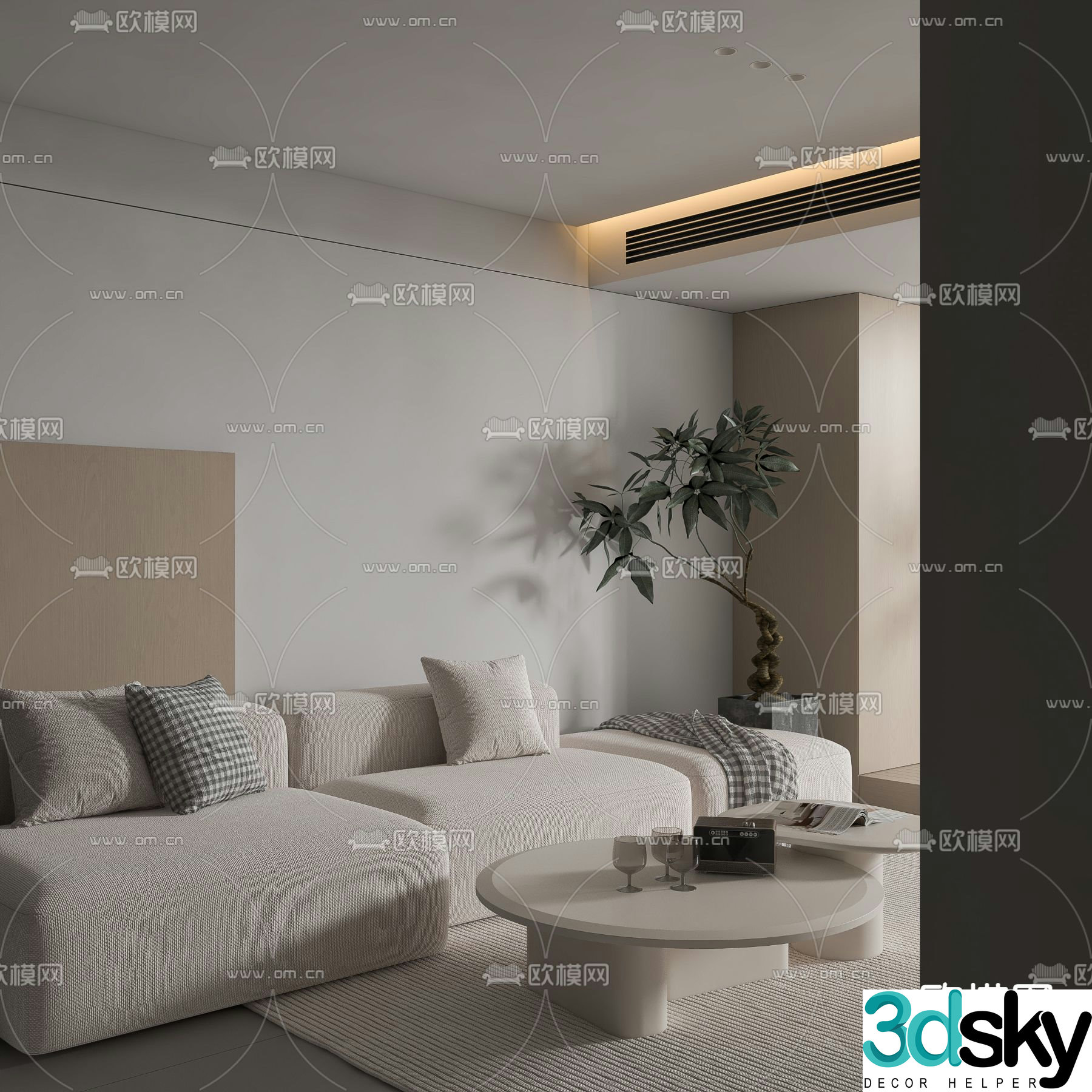 Corner sofa tofu block sofa 3d model