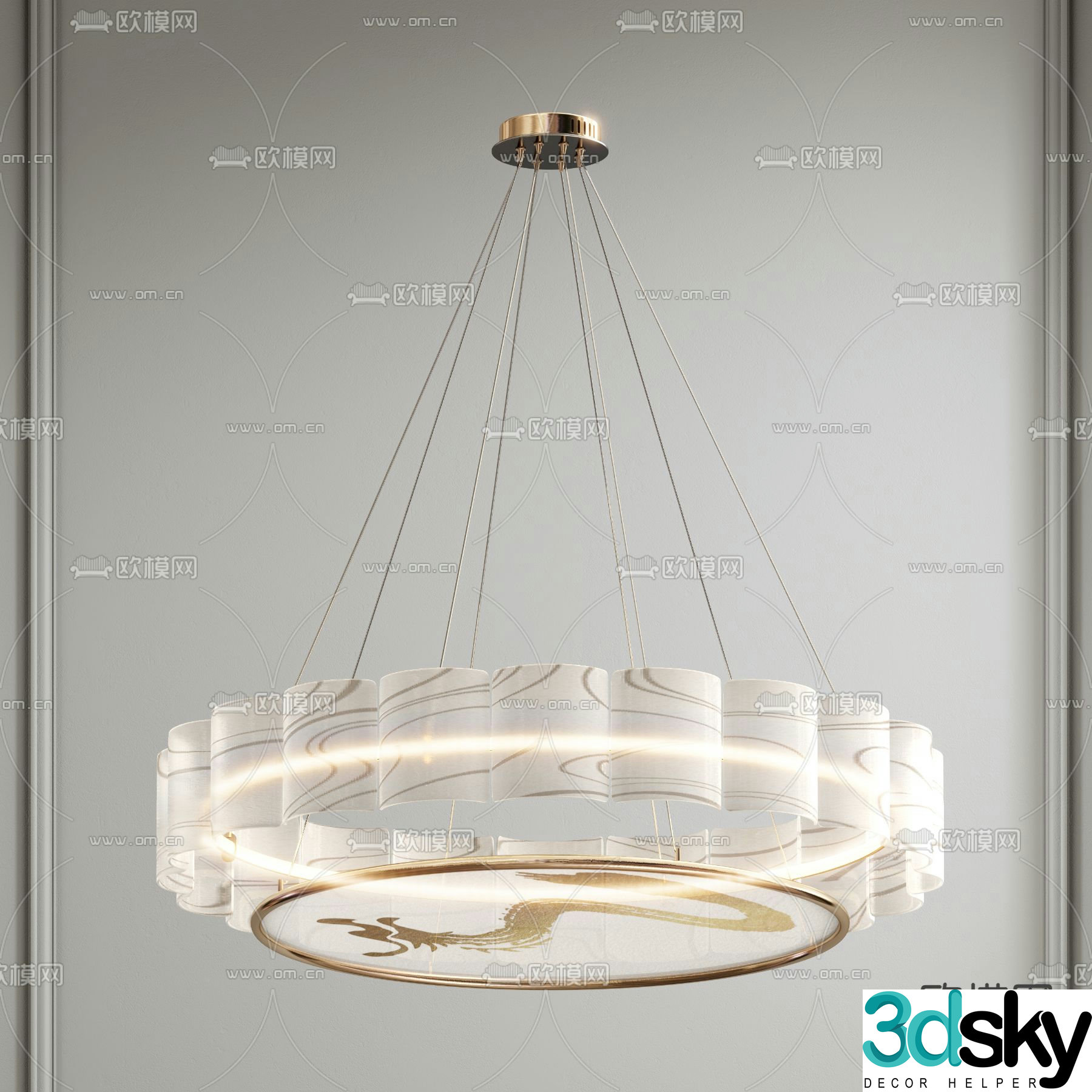 New Chinese style chandelier restaurant chandelier 3d model