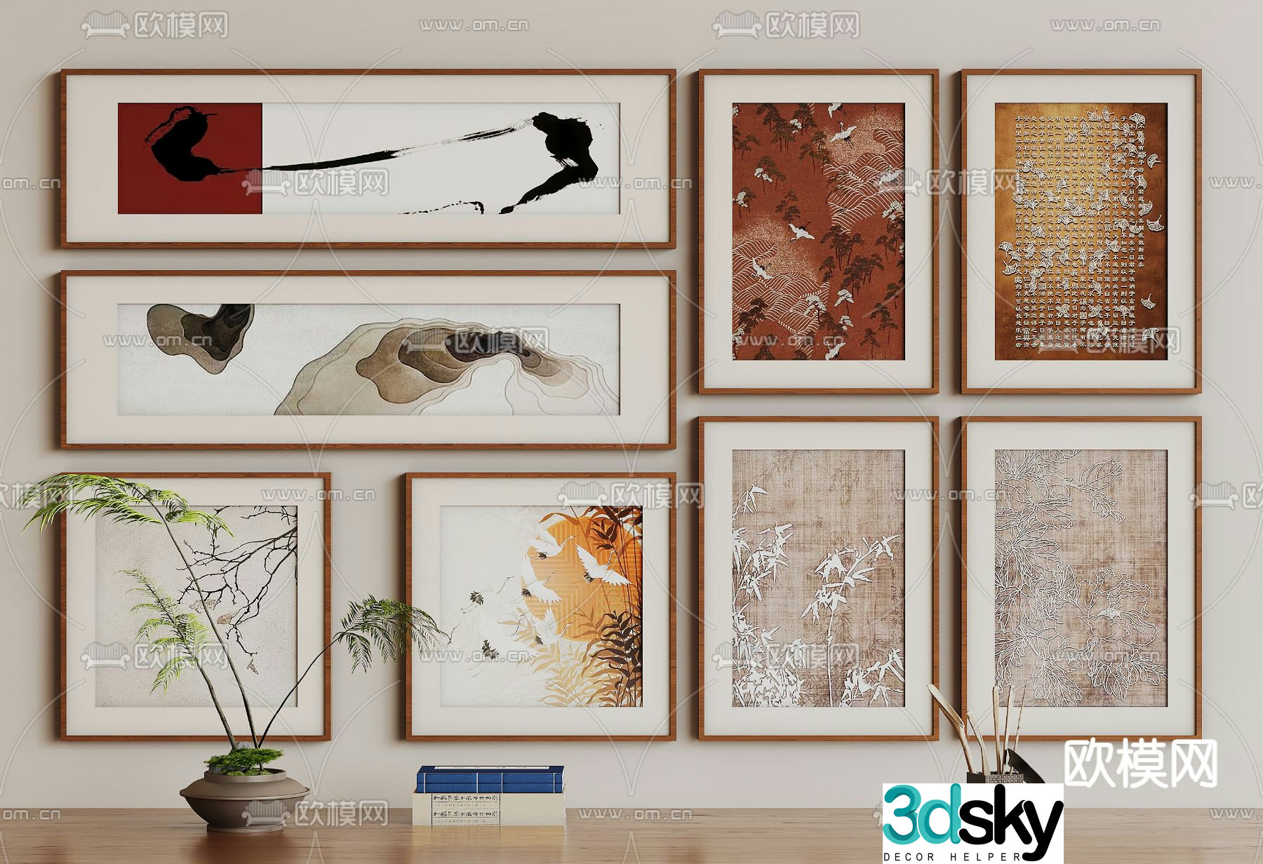 New Chinese style decorative painting 3D model
