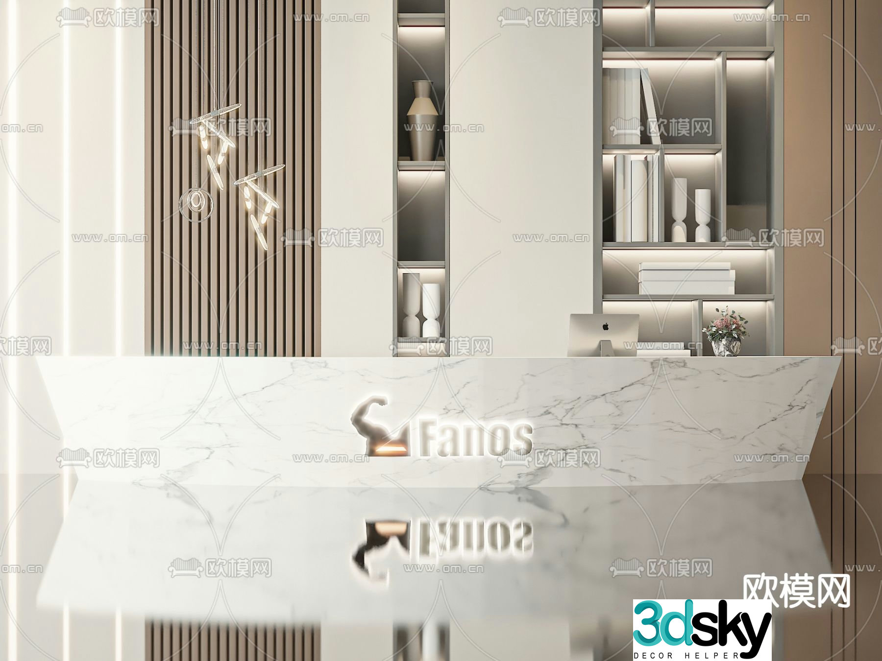 Front desk reception desk 3d model