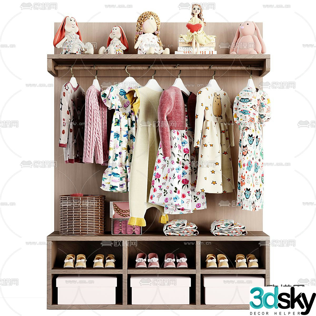 Children’s wardrobe storage cabinet 3d model