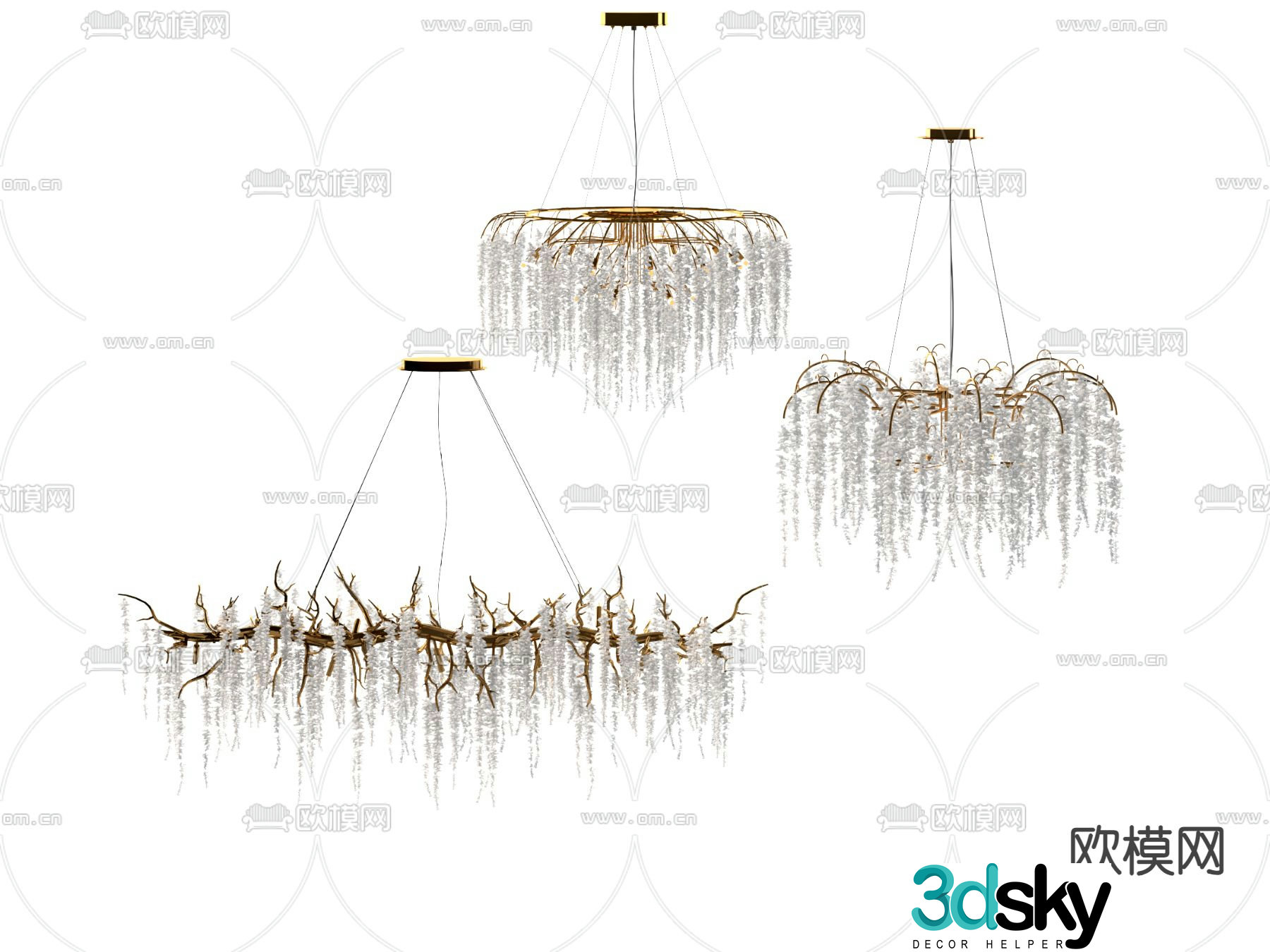 Light luxury chandelier crystal chandelier 3d model
