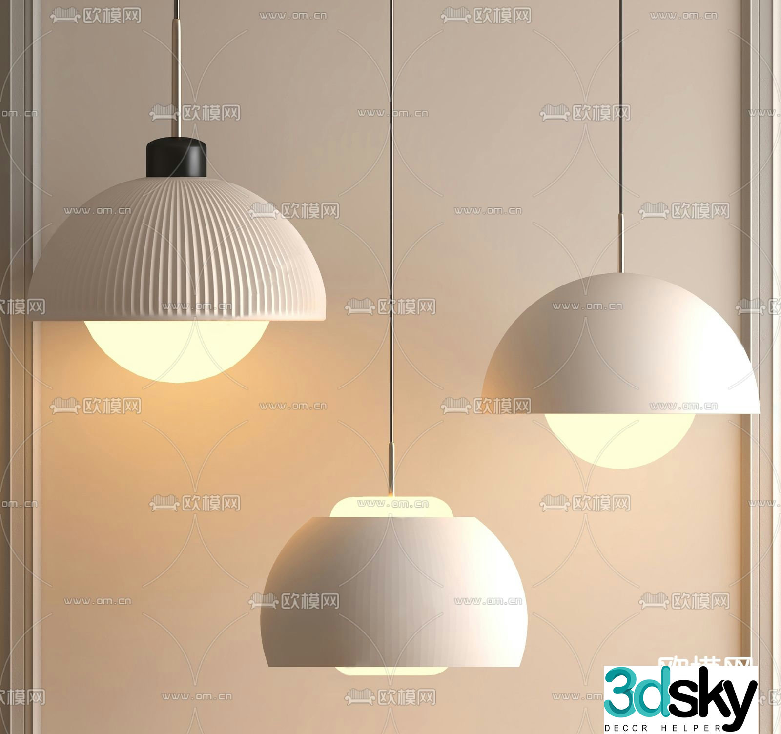 Cream style chandelier round chandelier 3d model