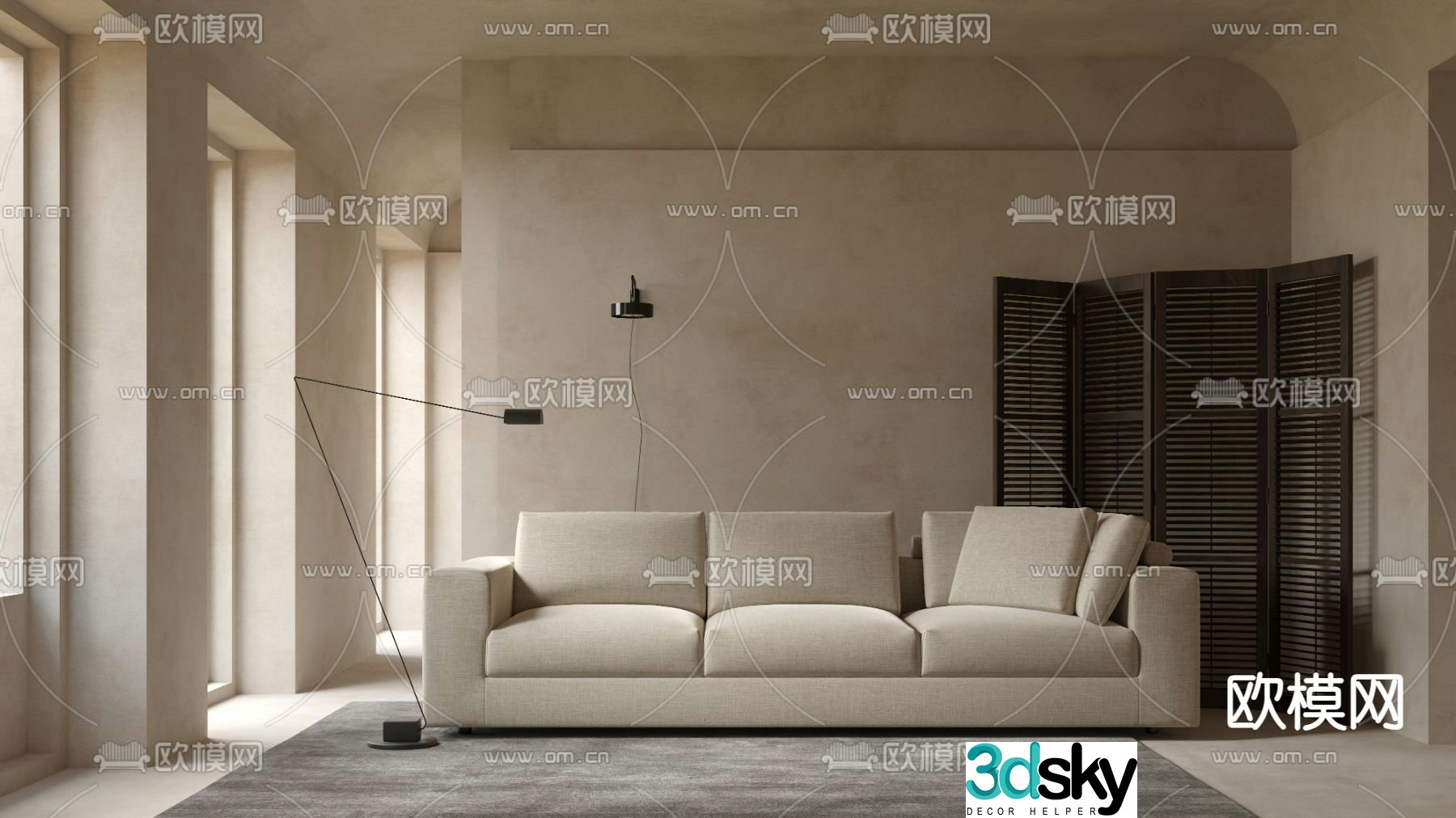 Bonaldo wabi-sabi three-seat sofa 3d model