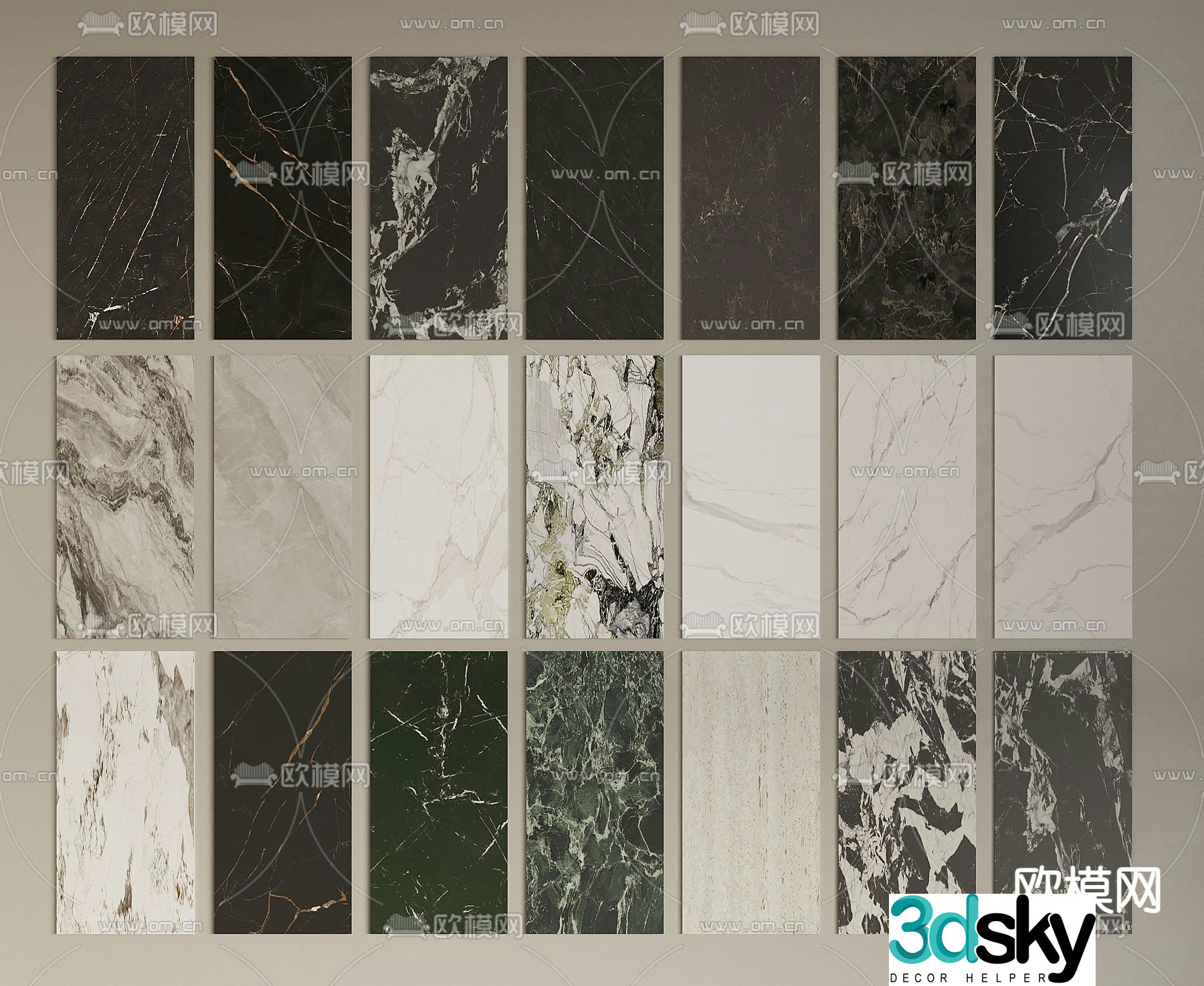Marble wall panel ceramic tile rock panel wall trim panel 3d model
