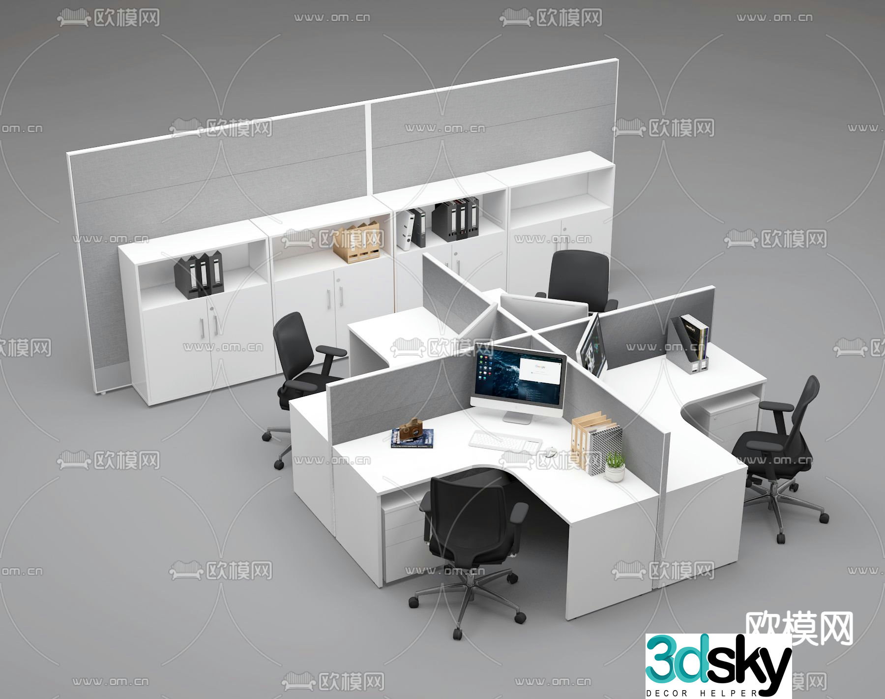 Modern office desk 3d model