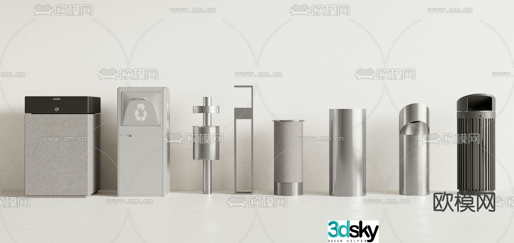 Trash can outdoor trash can 3d model