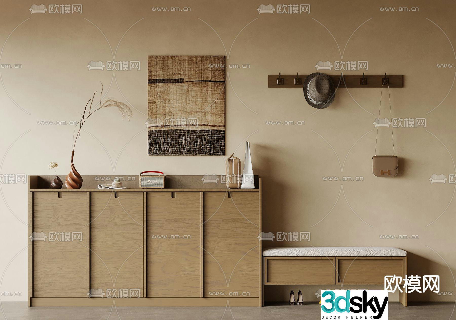 Medieval style shoe cabinet 3D model