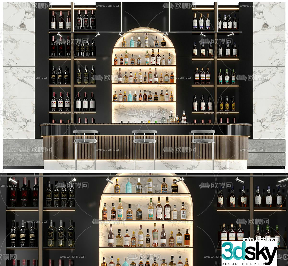 Bar counter red wine rack wine cabinet 3d model