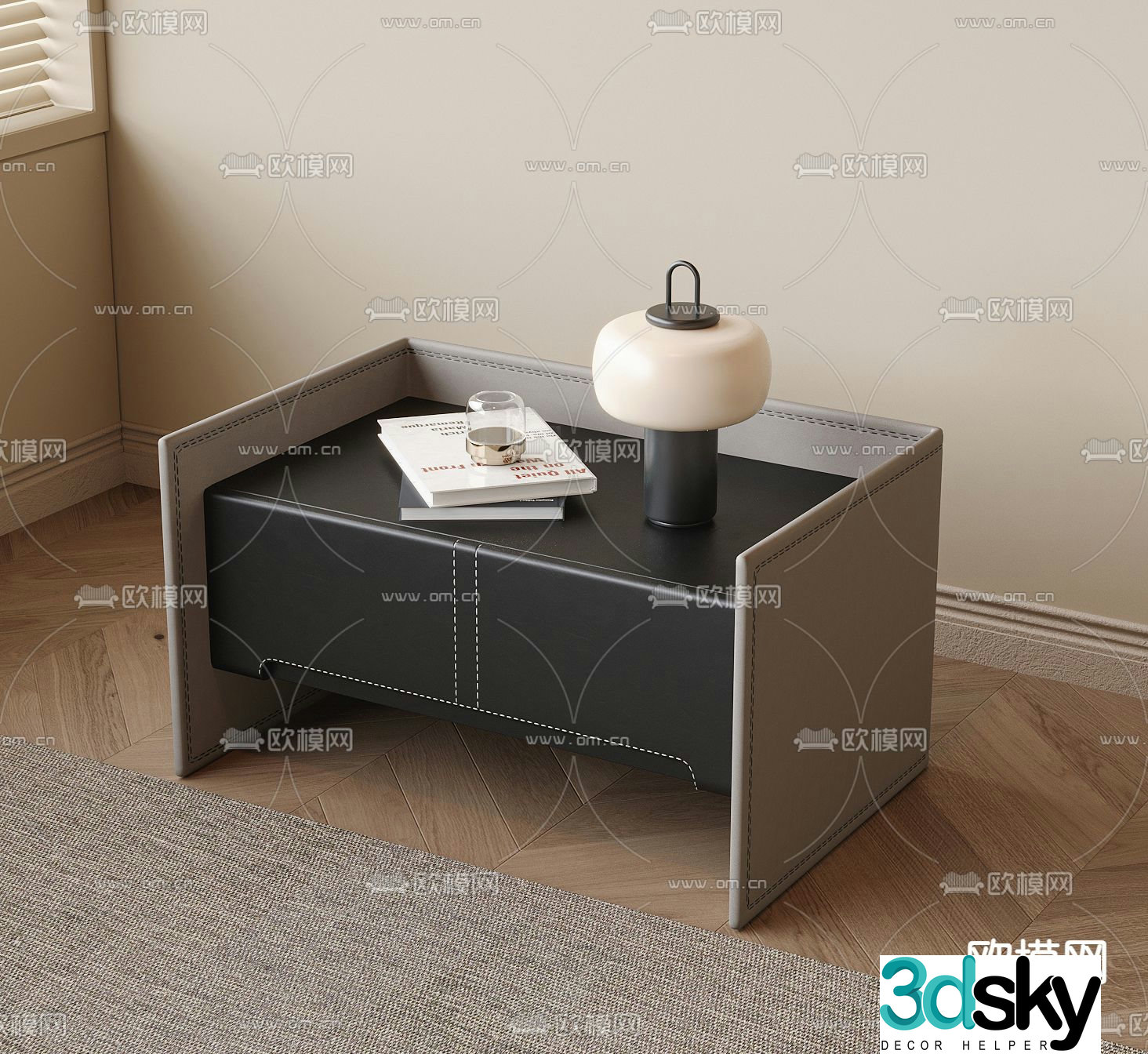 Leather bedside table 3d model