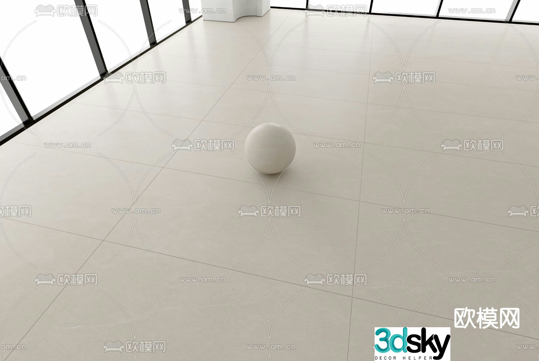 Cream style soft light tiles matte tiles floor tiles 3d model
