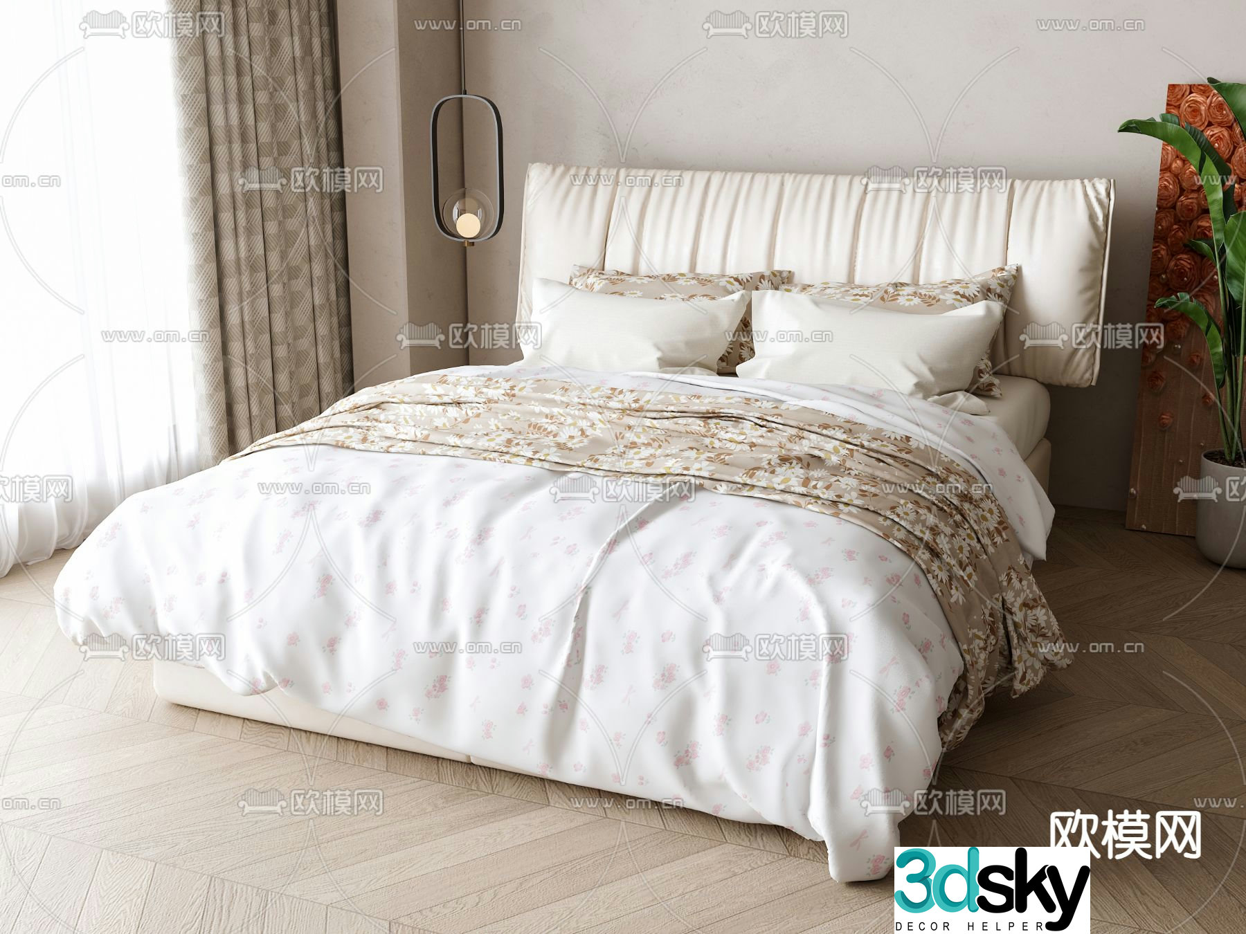 American double bed children’s bed 3d model