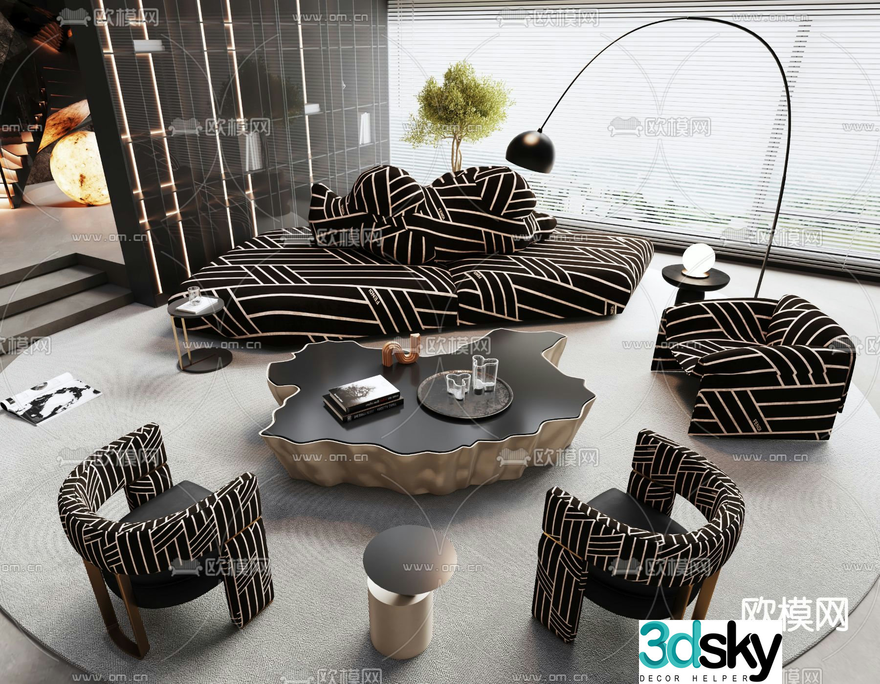 Light luxury modular sofa island sofa 3d model