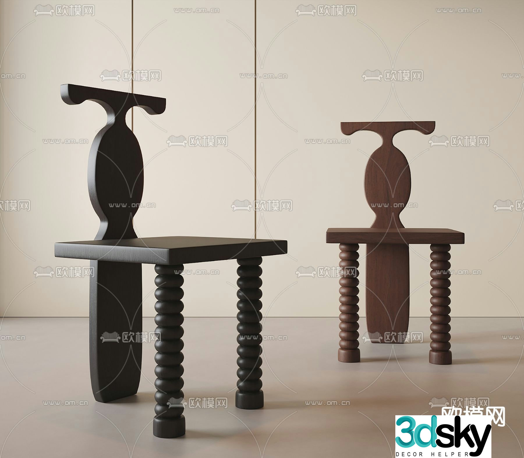 Medieval style dining chair single chair chair 3d model