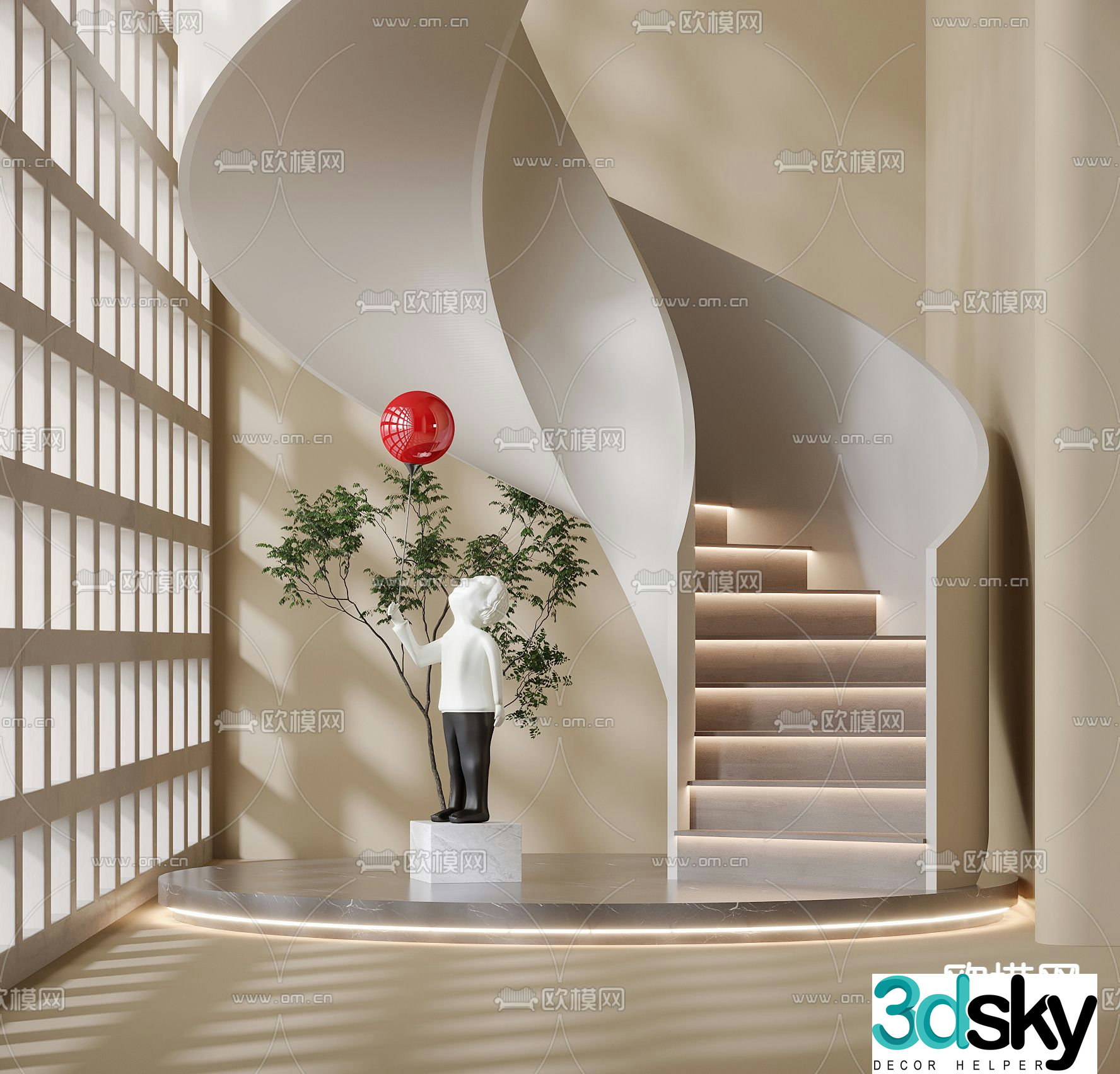 spiral staircase stairwell 3d model