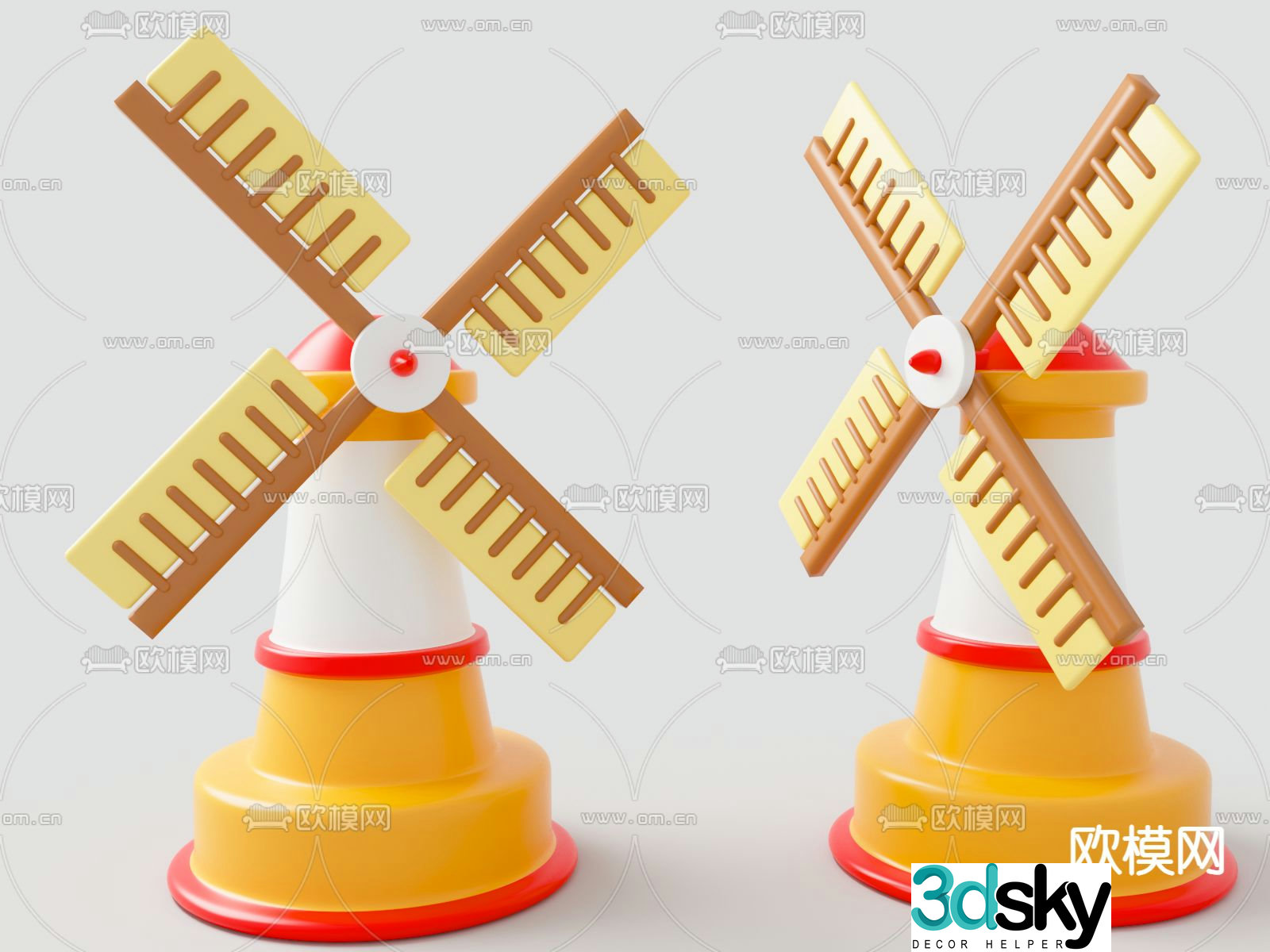 Q version windmill cartoon toy 3d model