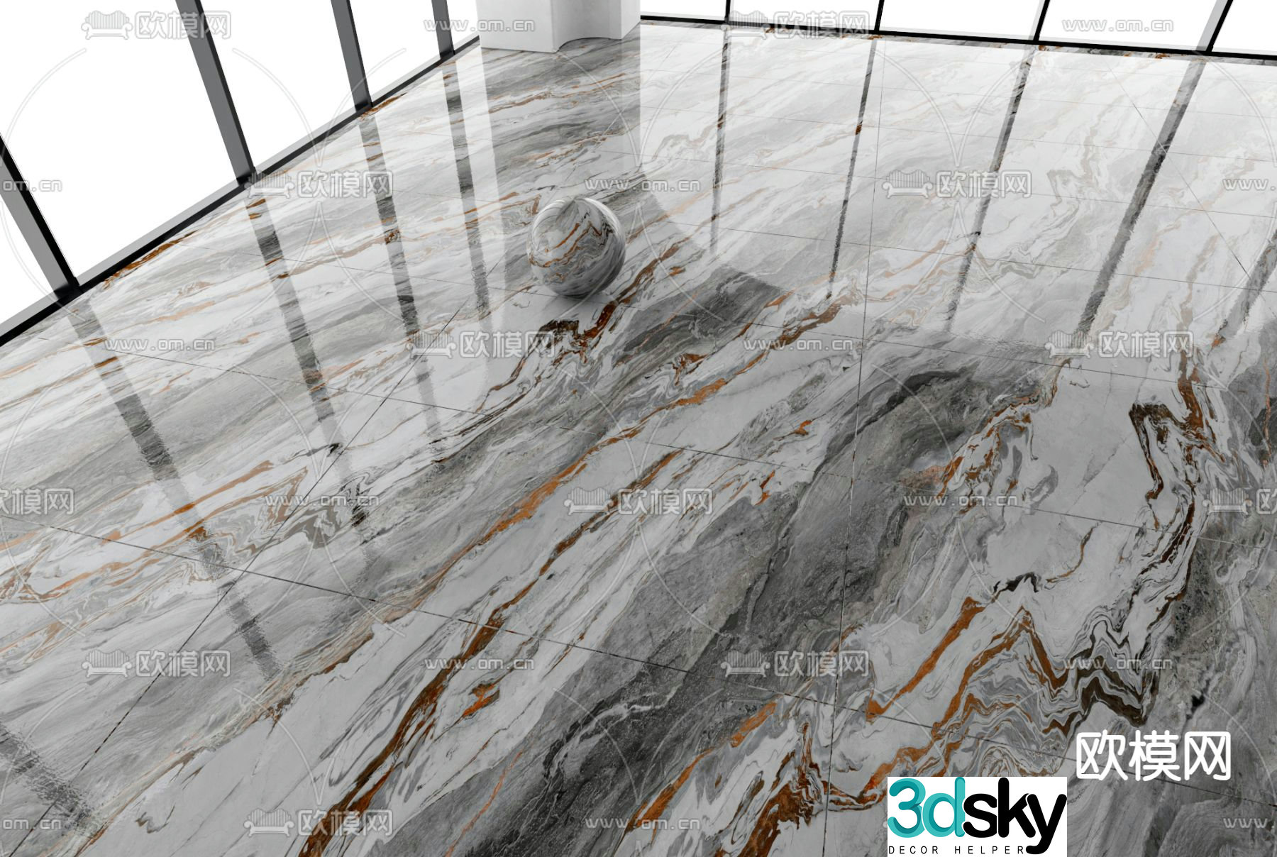 Marble floor tiles wavy marble 3d model