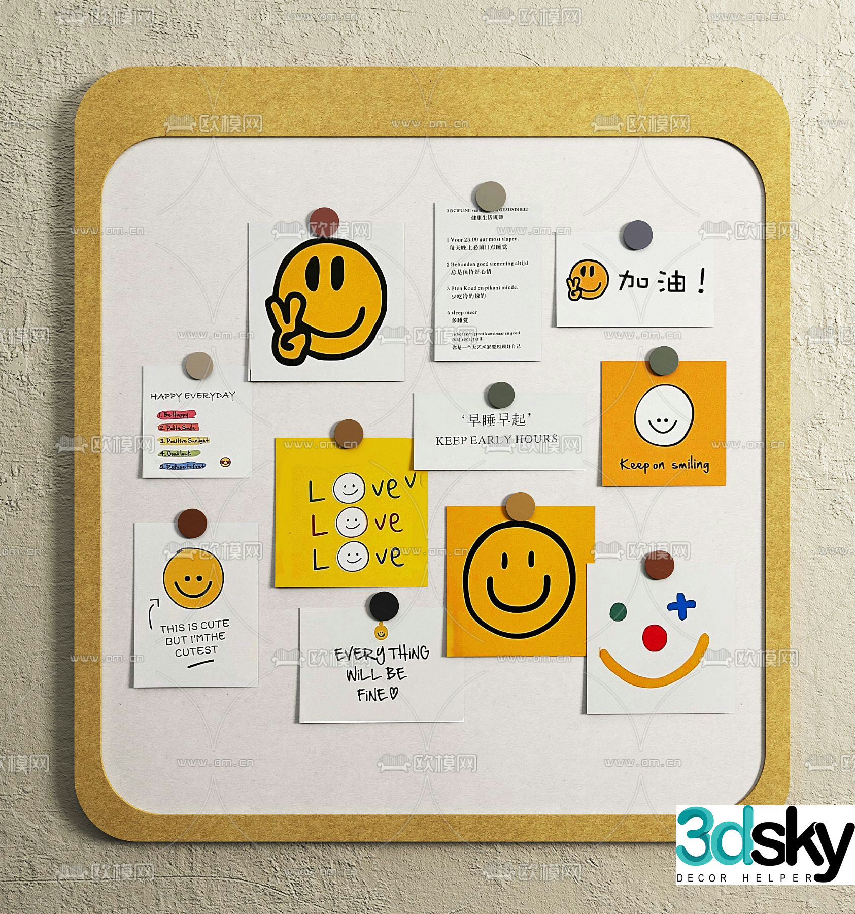 Cartoon whiteboard office whiteboard 3d model