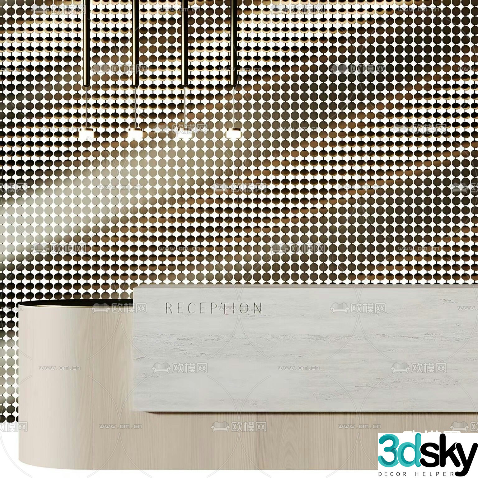 Exquisite reception desk 3d model