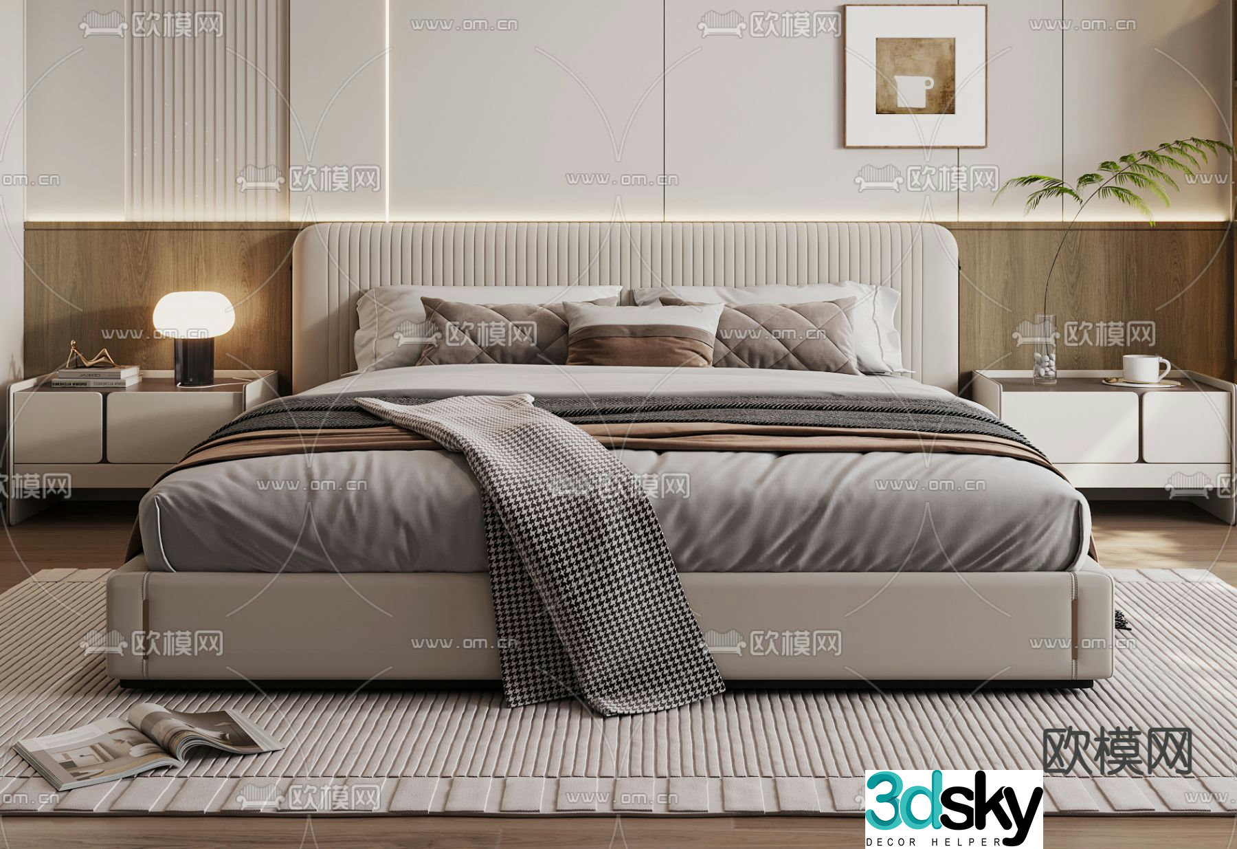 Modern double bed 3d model