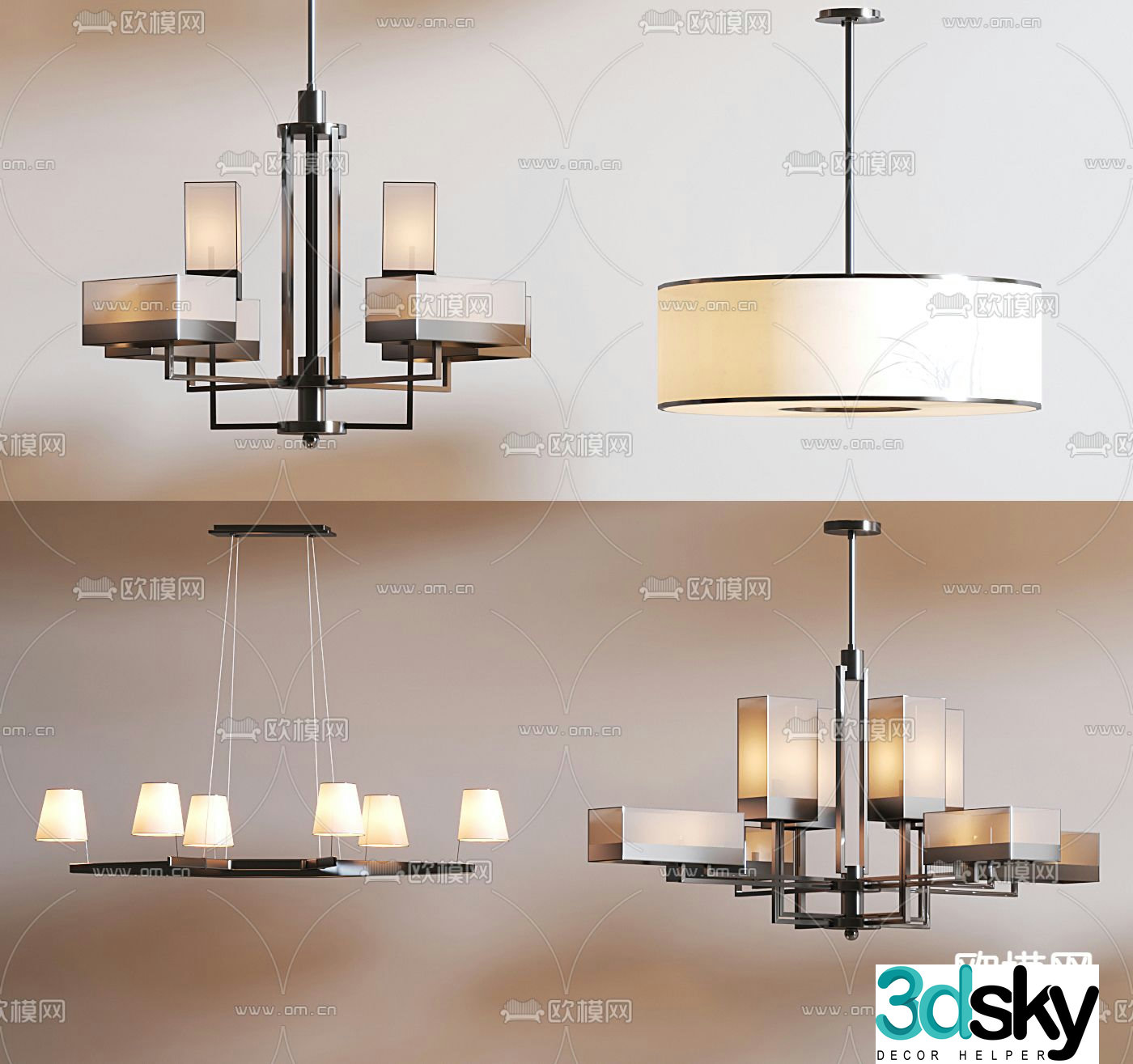 New Chinese style chandelier multi-head chandelier 3d model