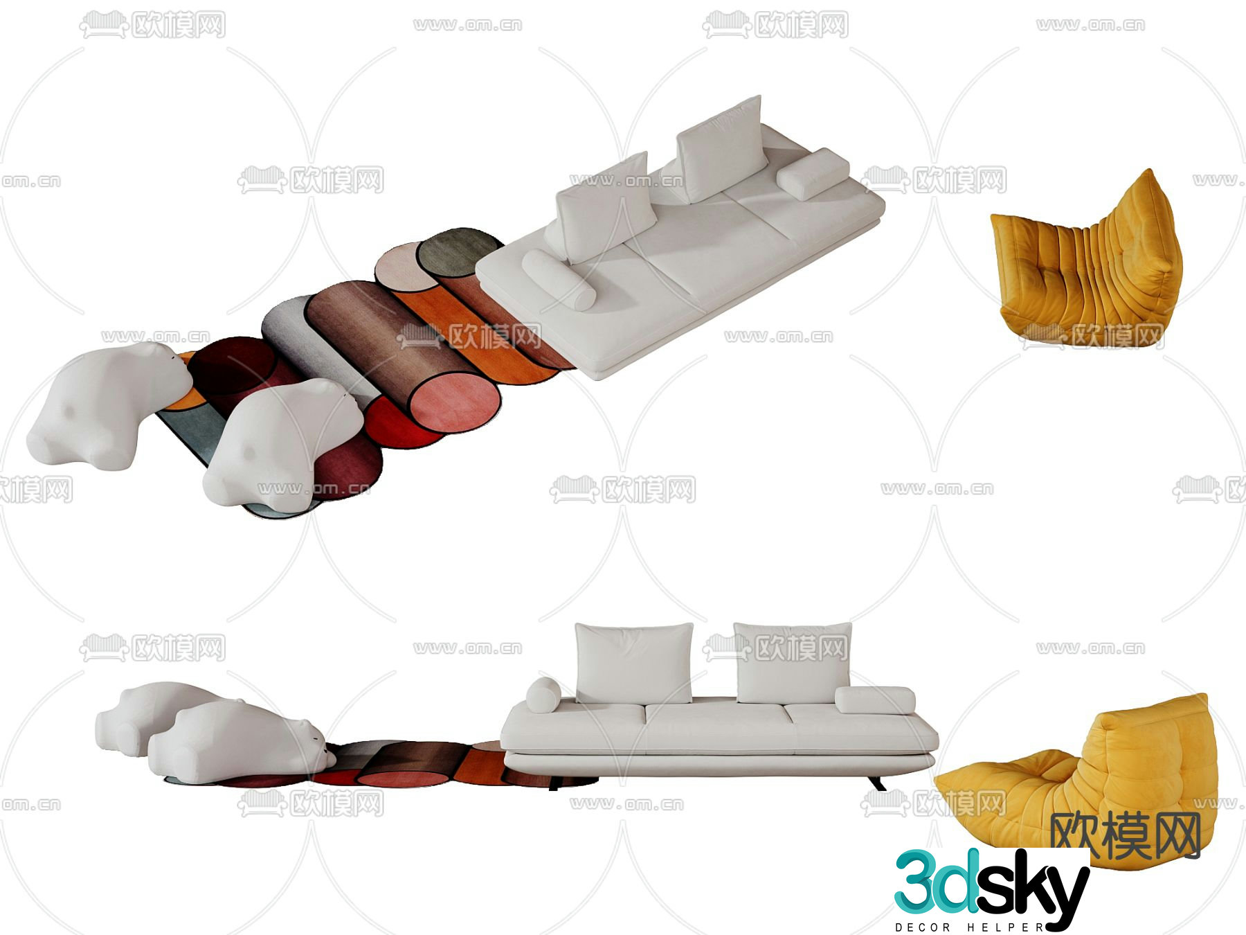 Casual sofa combination 3D model