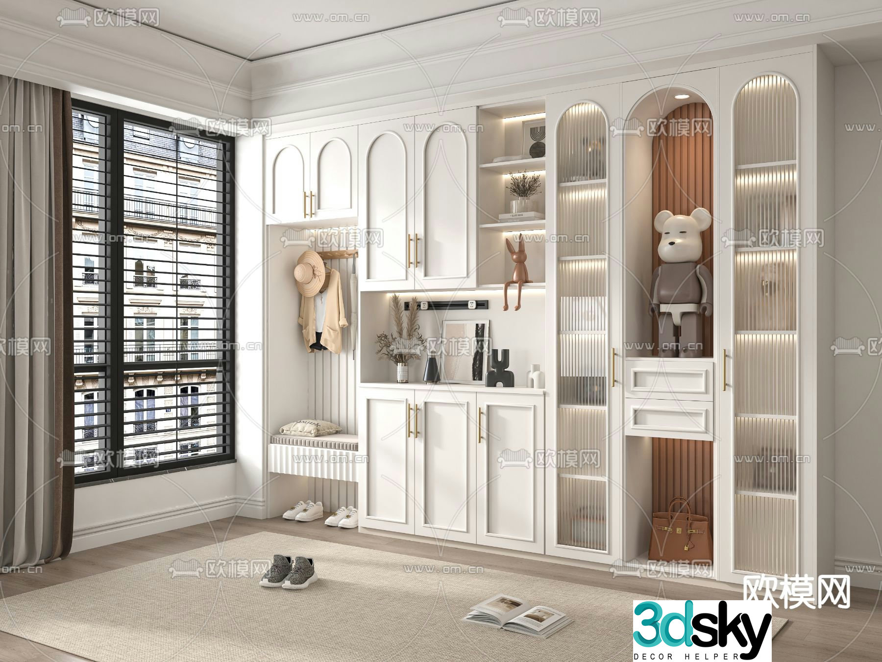 French shoe cabinet shoe and hat cabinet 3d model