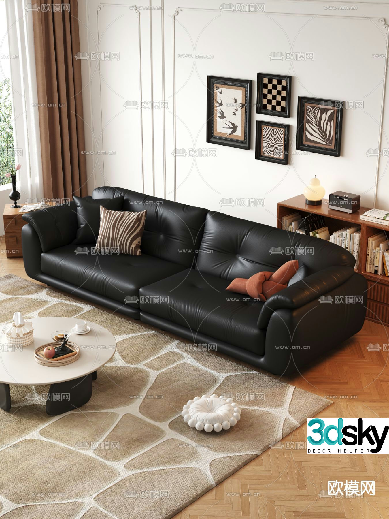 French retro sofa double sofa 3d model