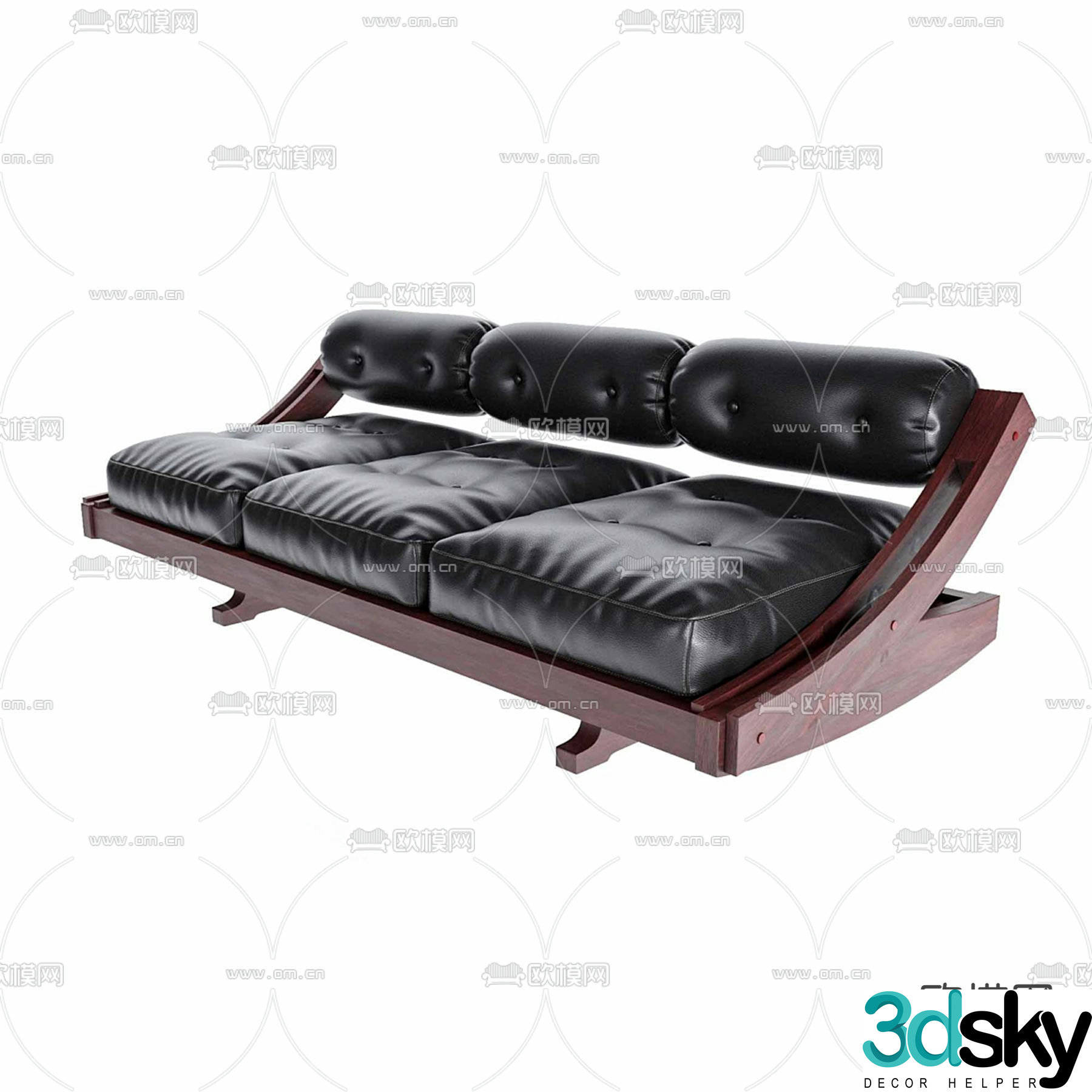 Modern three-seat sofa 3d model