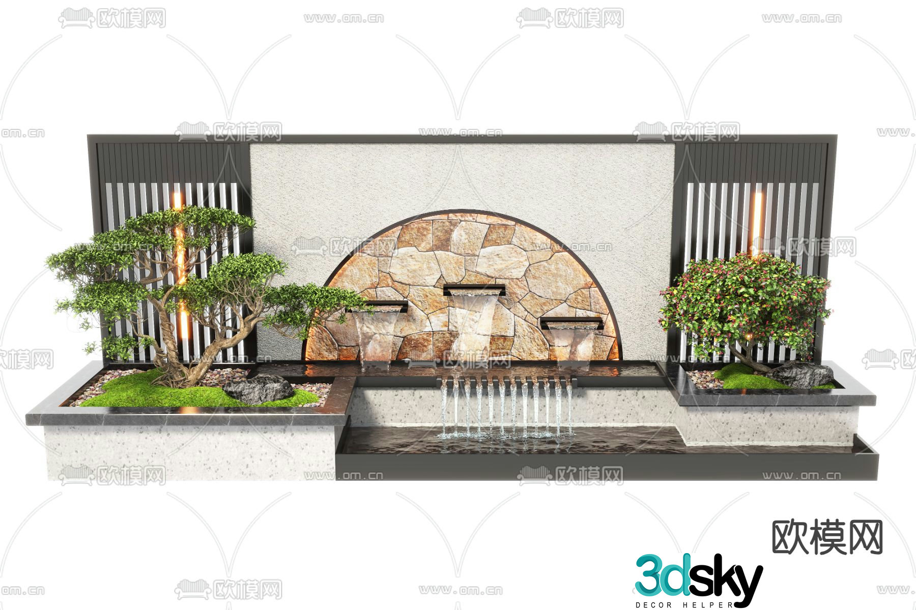 Modern water feature wall landscape wall landscape sketch 3D model