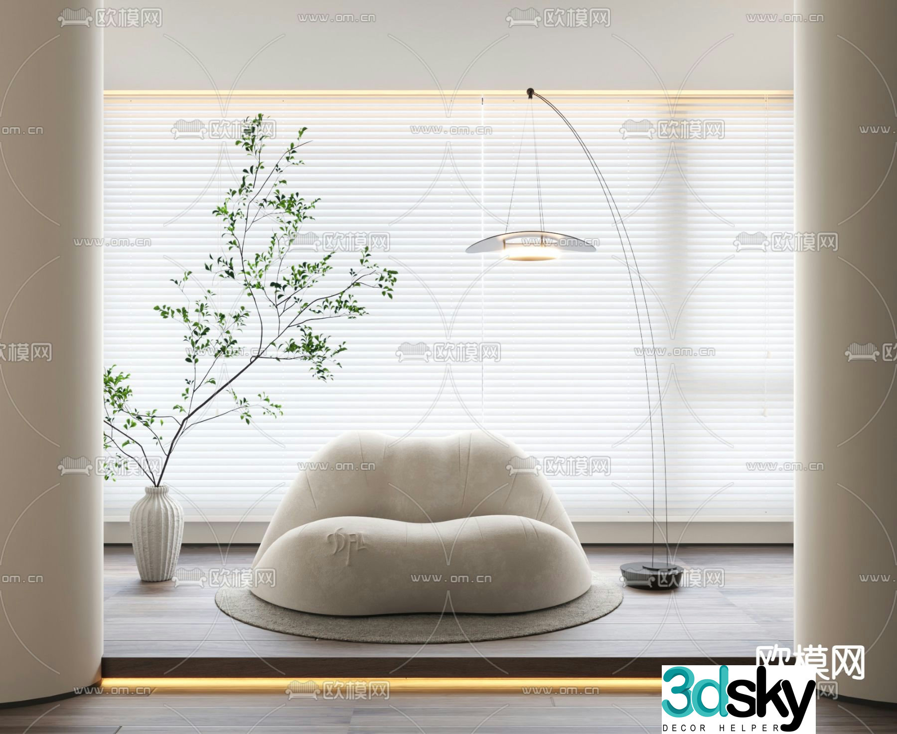 Cream style sofa leisure sofa 3d model