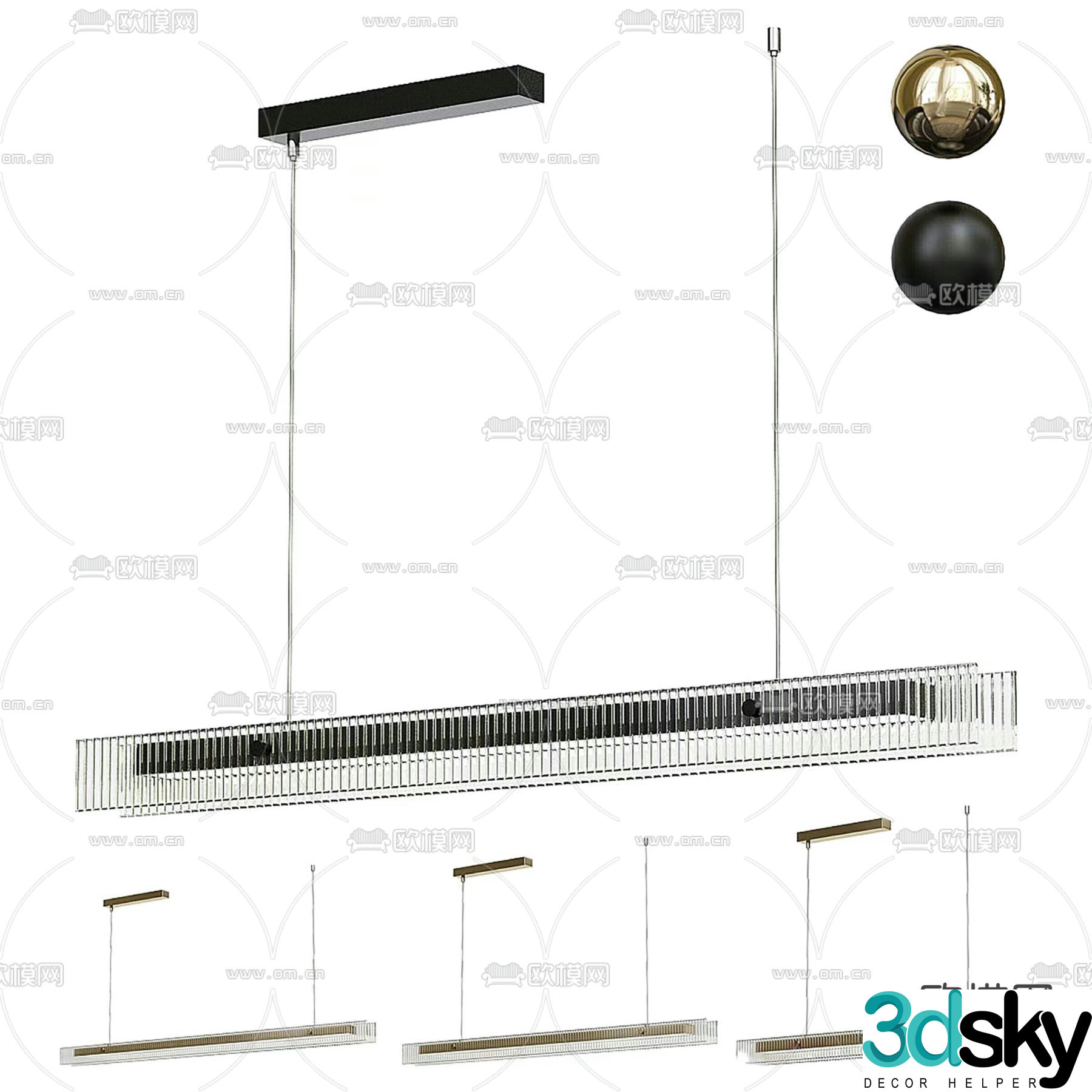 Modern Chandelier Glass Chandelier Creative Chandelier 3D Model