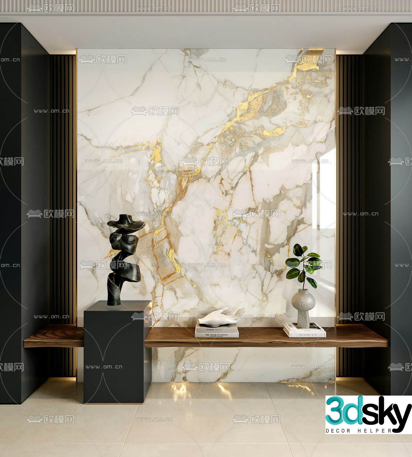 Translucent marble luxury stone background wall 3d model