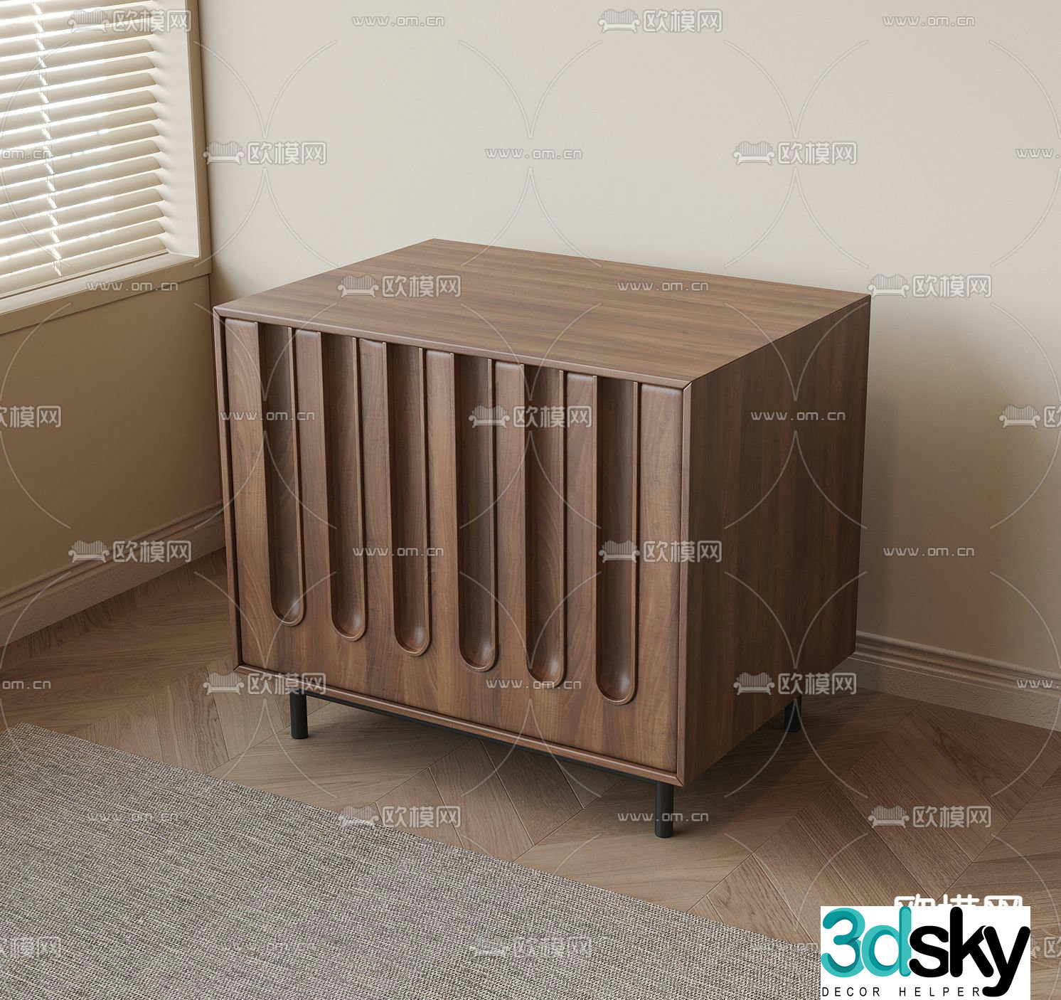 Medieval style bedside table 3d model