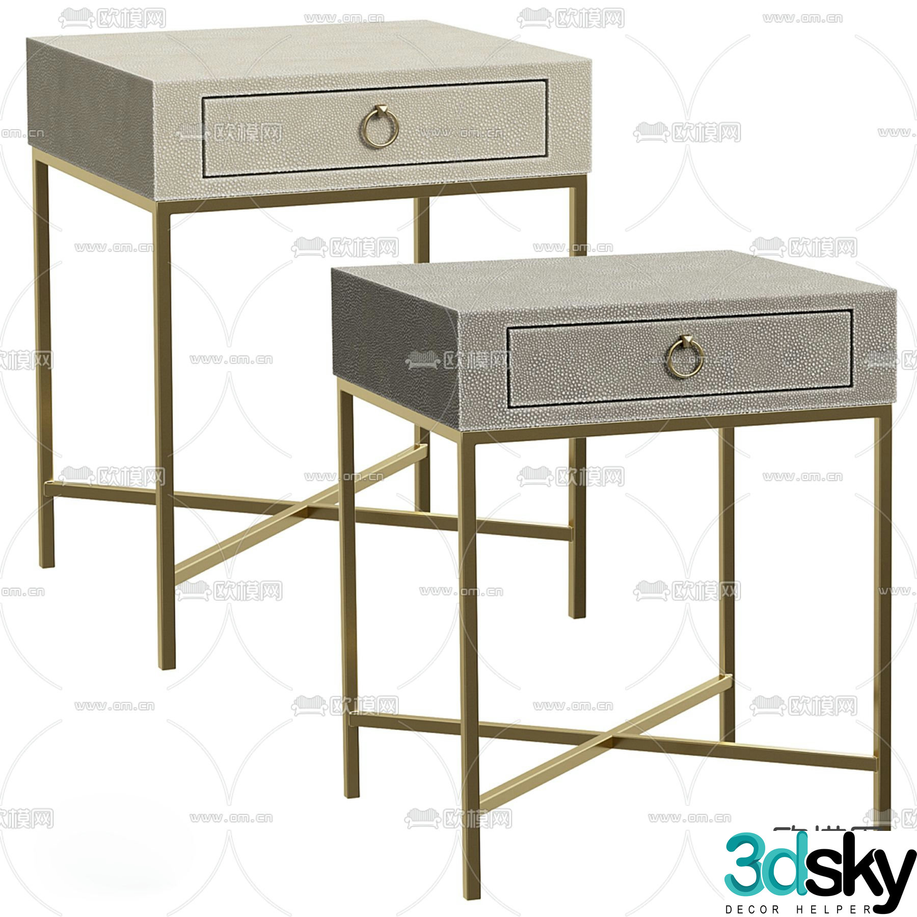Light luxury bedside table 3D model