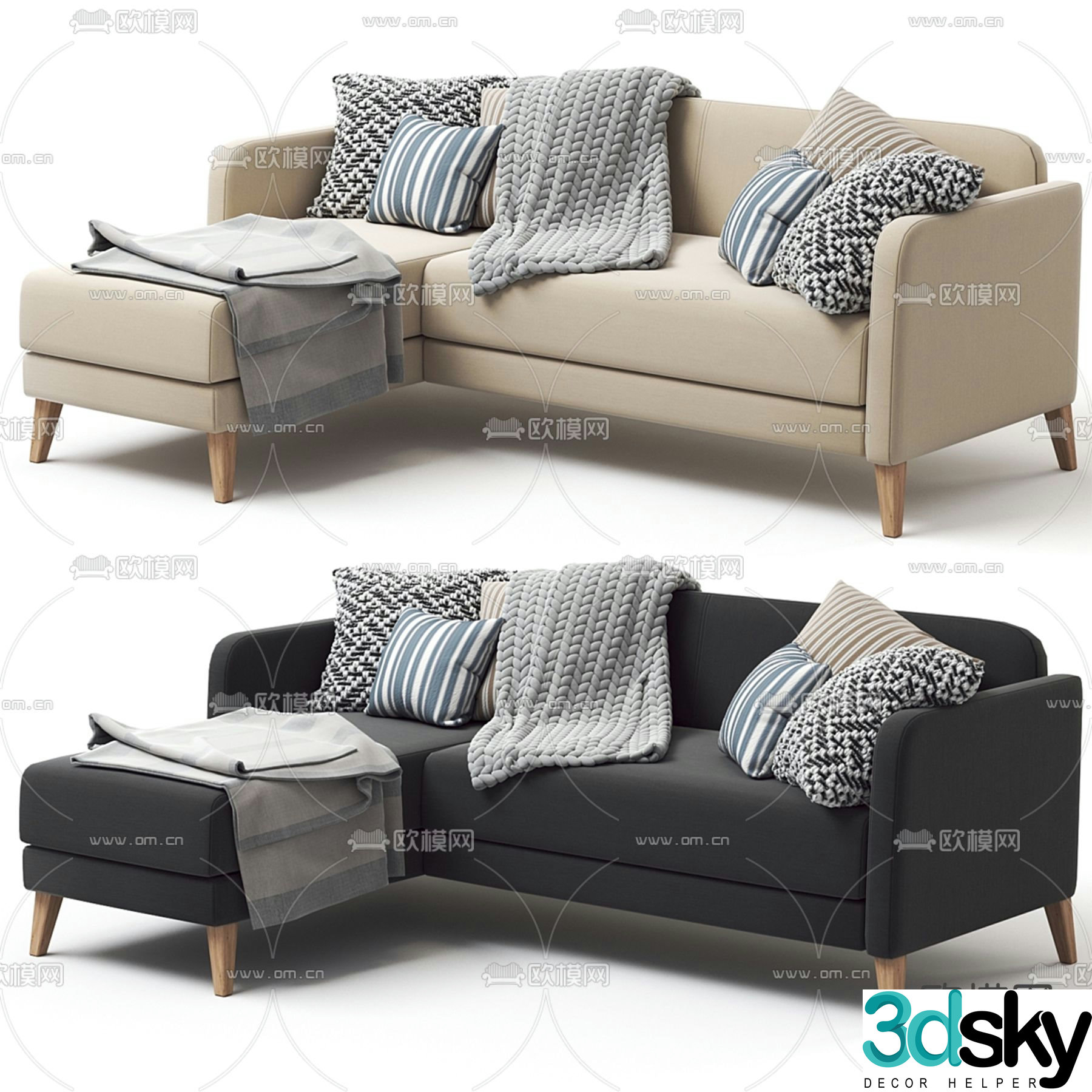 Corner sofa multi-person sofa 3d model