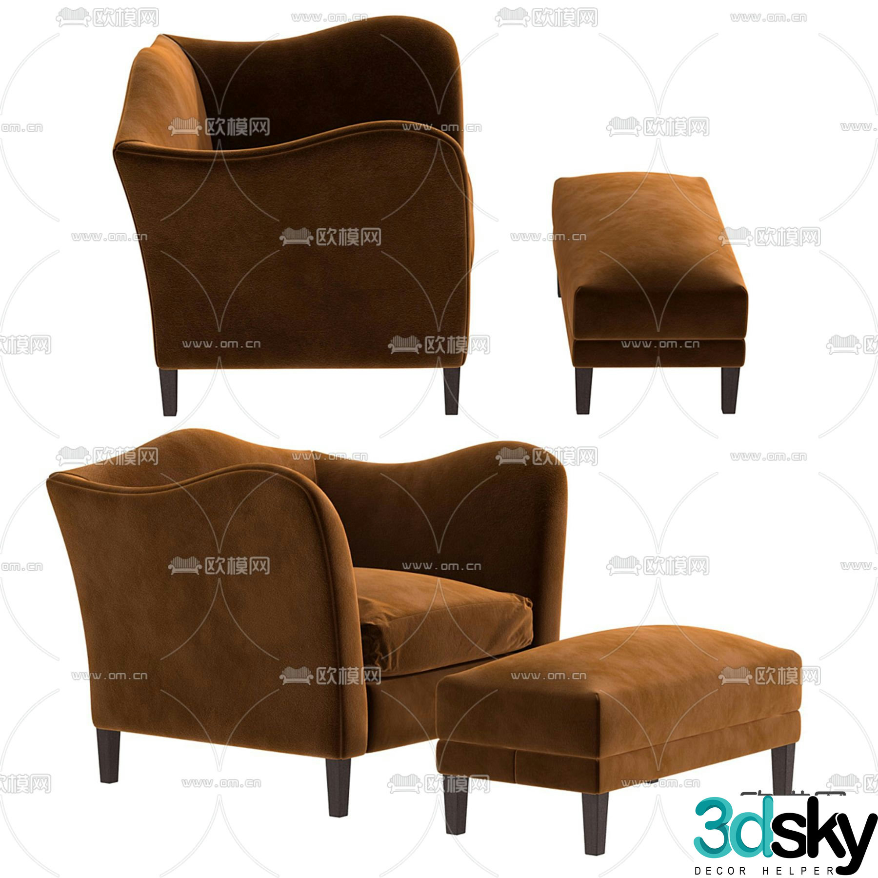 Single sofa leisure sofa 3d model