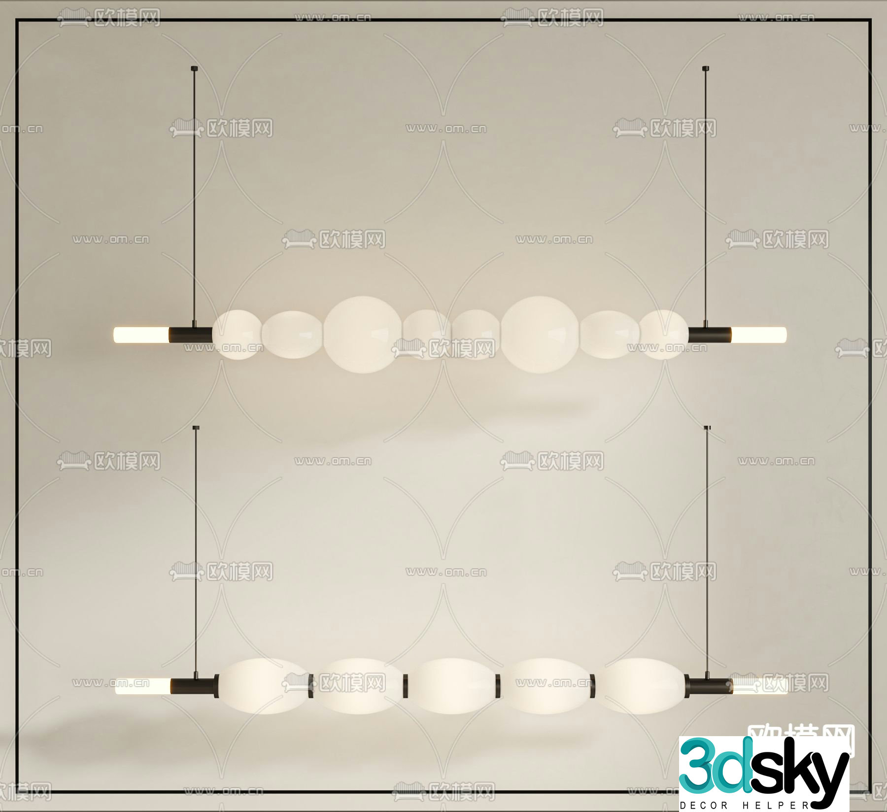 Cream style chandelier beaded chandelier 3d model