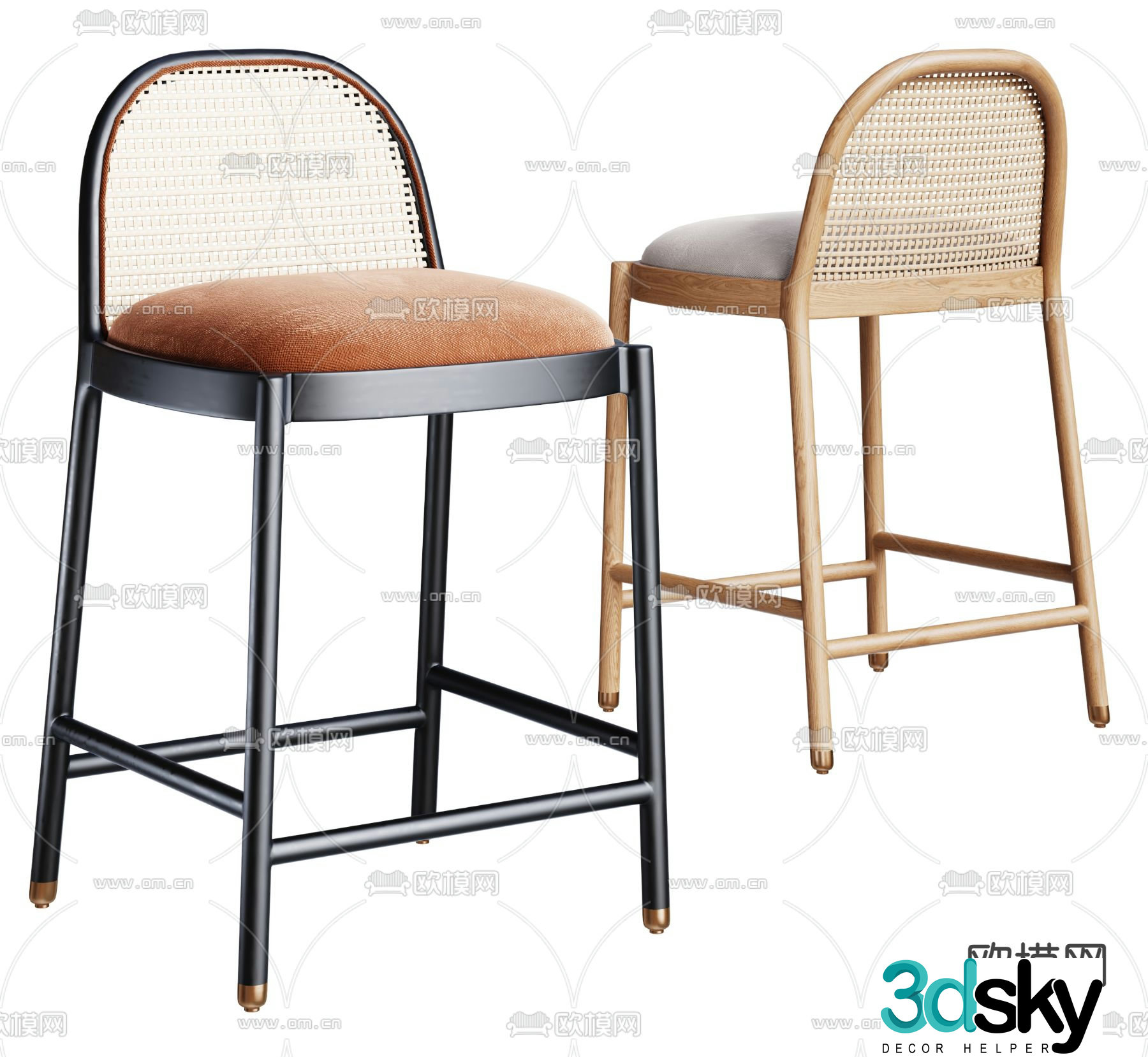 Modern bar chair bar stool 3d model