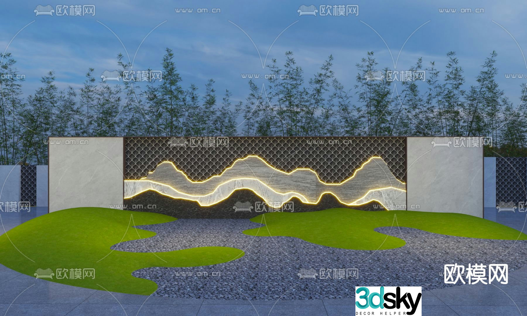 New Chinese style gardening wall 3D model