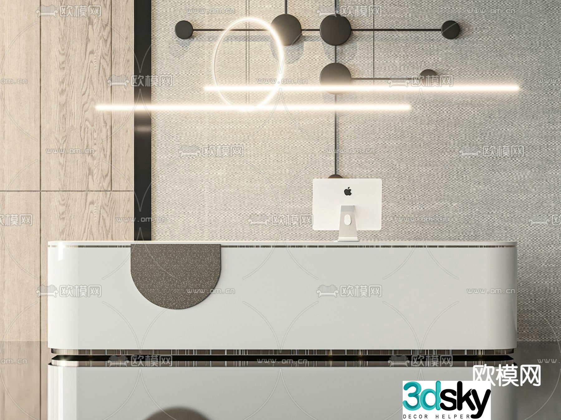 Front desk reception desk 3d model