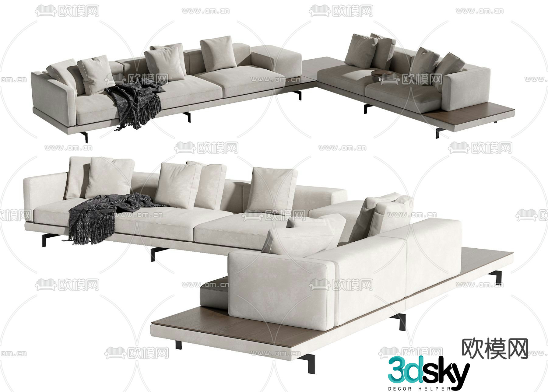 Modern multi-seater sofa 3d model